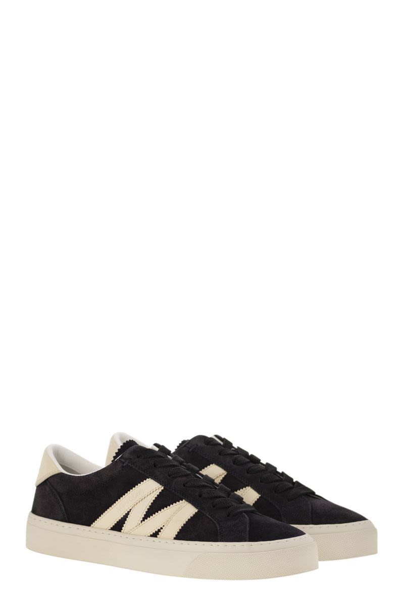 MONCLER Luxury Suede and Nubuck Low Lace-Up Trainers