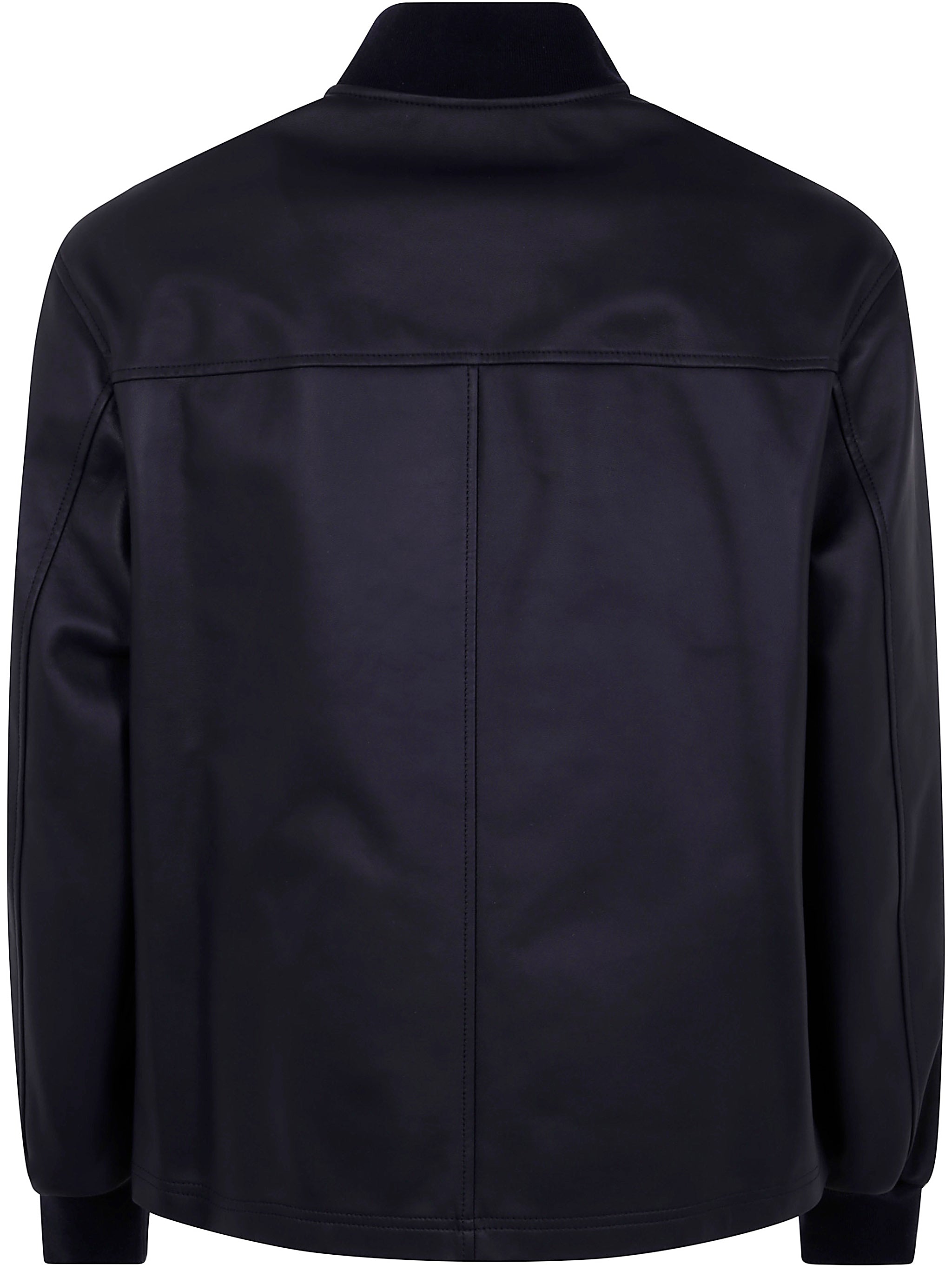 DESA Men's Leather Patch Pocket Bomber Jacket