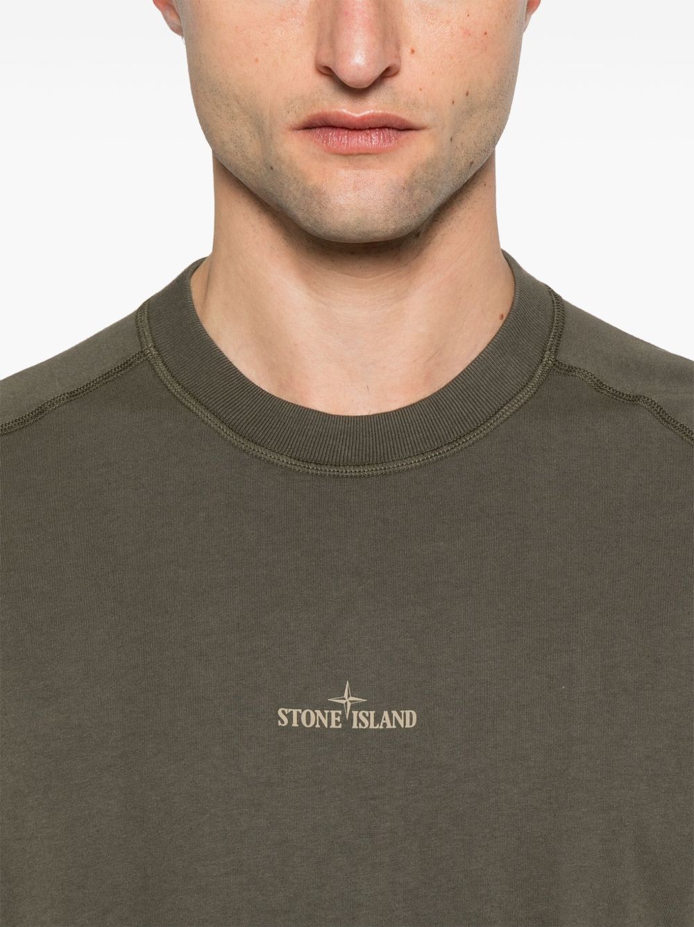 STONE ISLAND Signature Compass Motif Crew Neck Short Sleeve T-Shirt - Size S