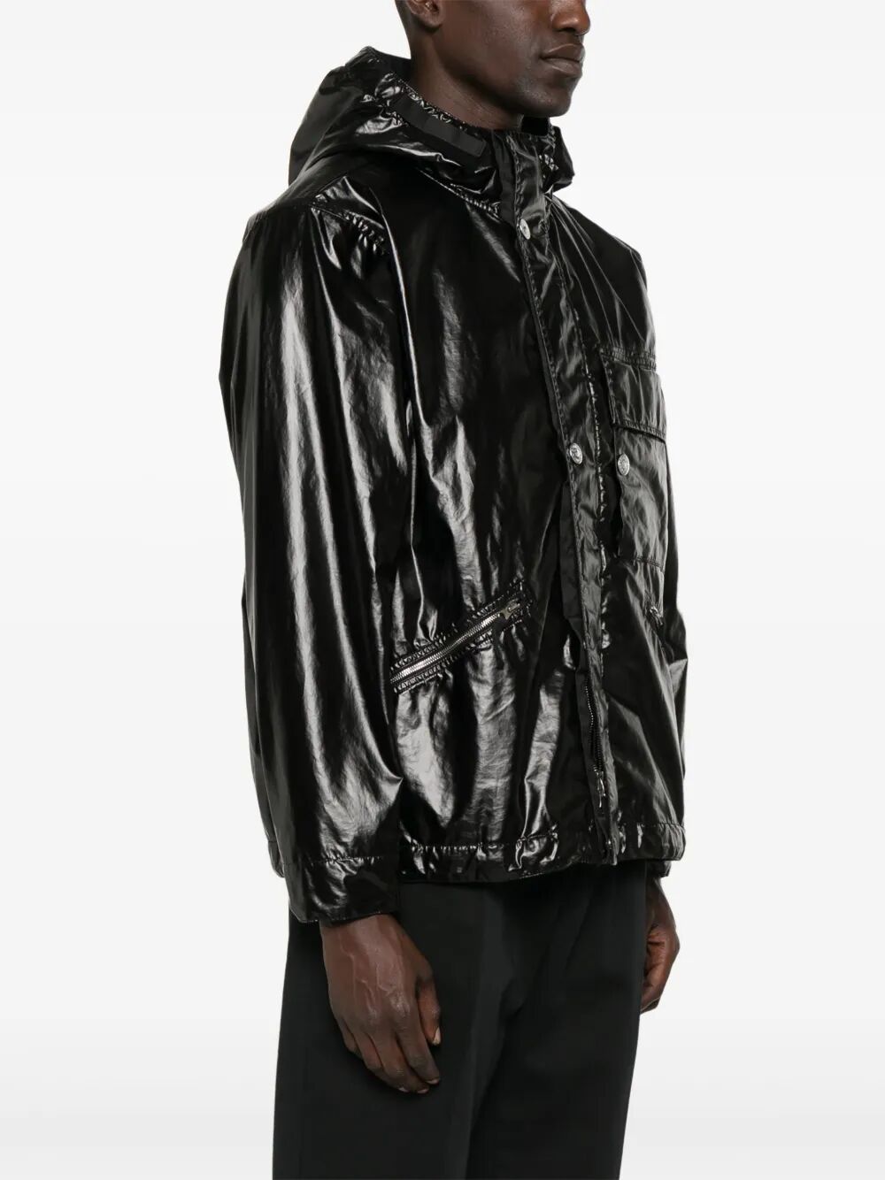 STONE ISLAND Ultra-Light Cotton Laminated Hooded Padded Jacket