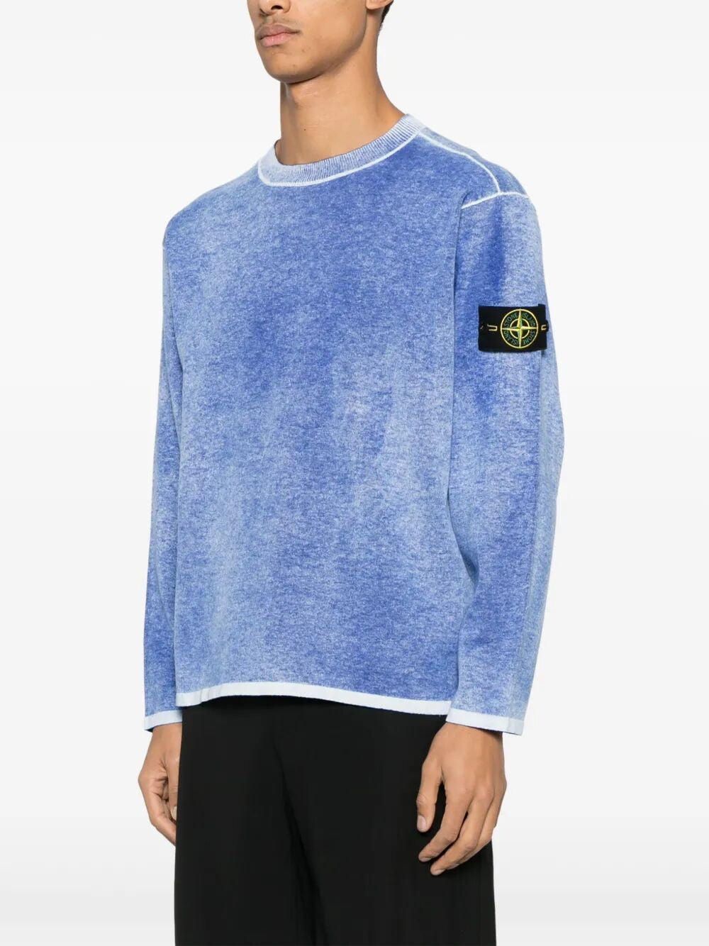 STONE ISLAND Raw Hand Light Cotton Crewneck Jumper with Airbrushed Interior - SS25
