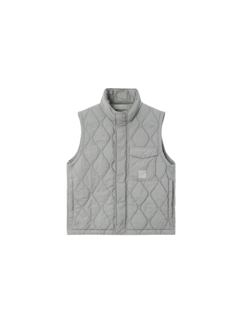 STONE ISLAND Light Gray Button-Zipper Mini Vest for Men