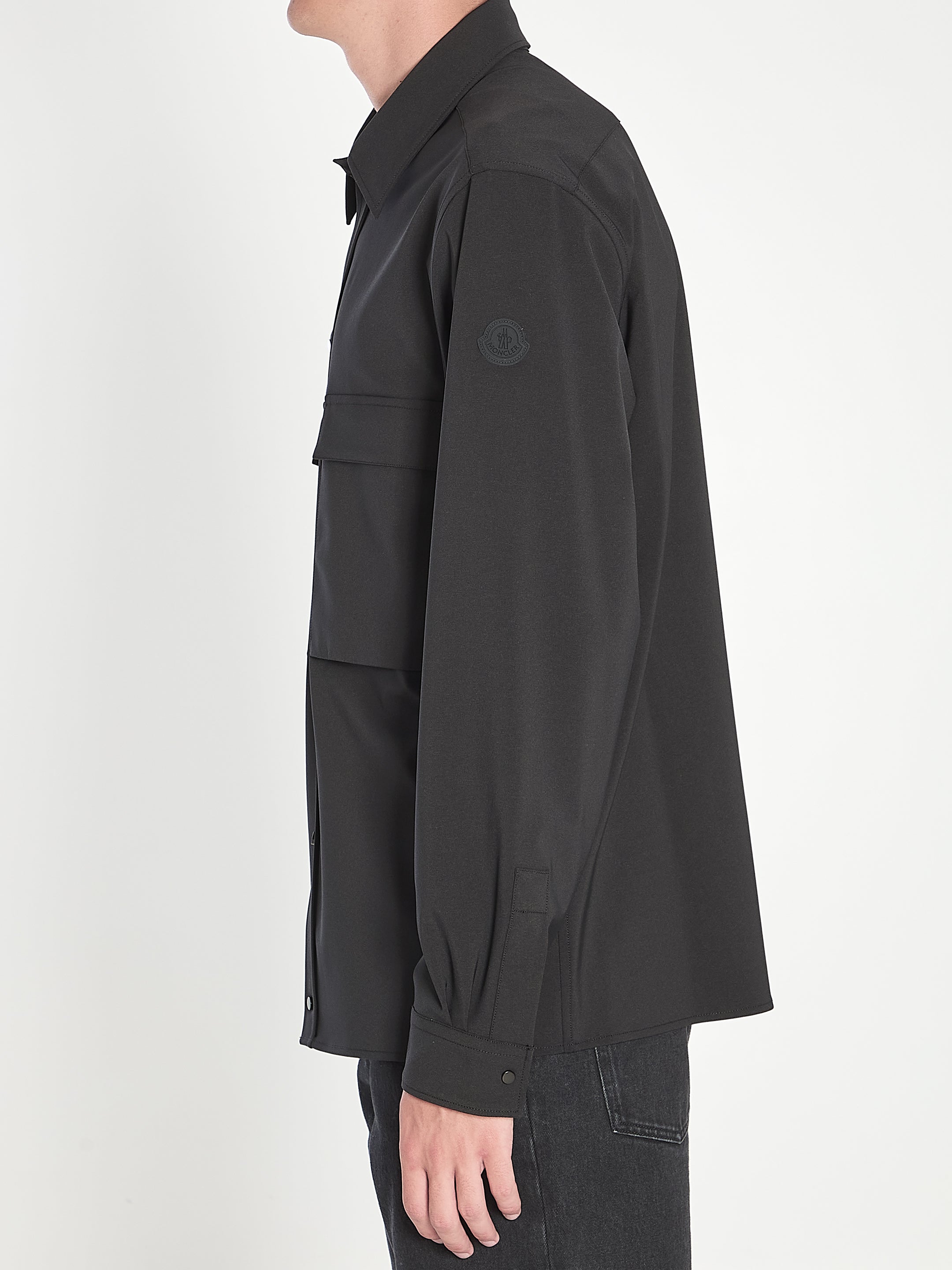 MONCLER Long-Sleeve Technical Twill Shirt - Size L