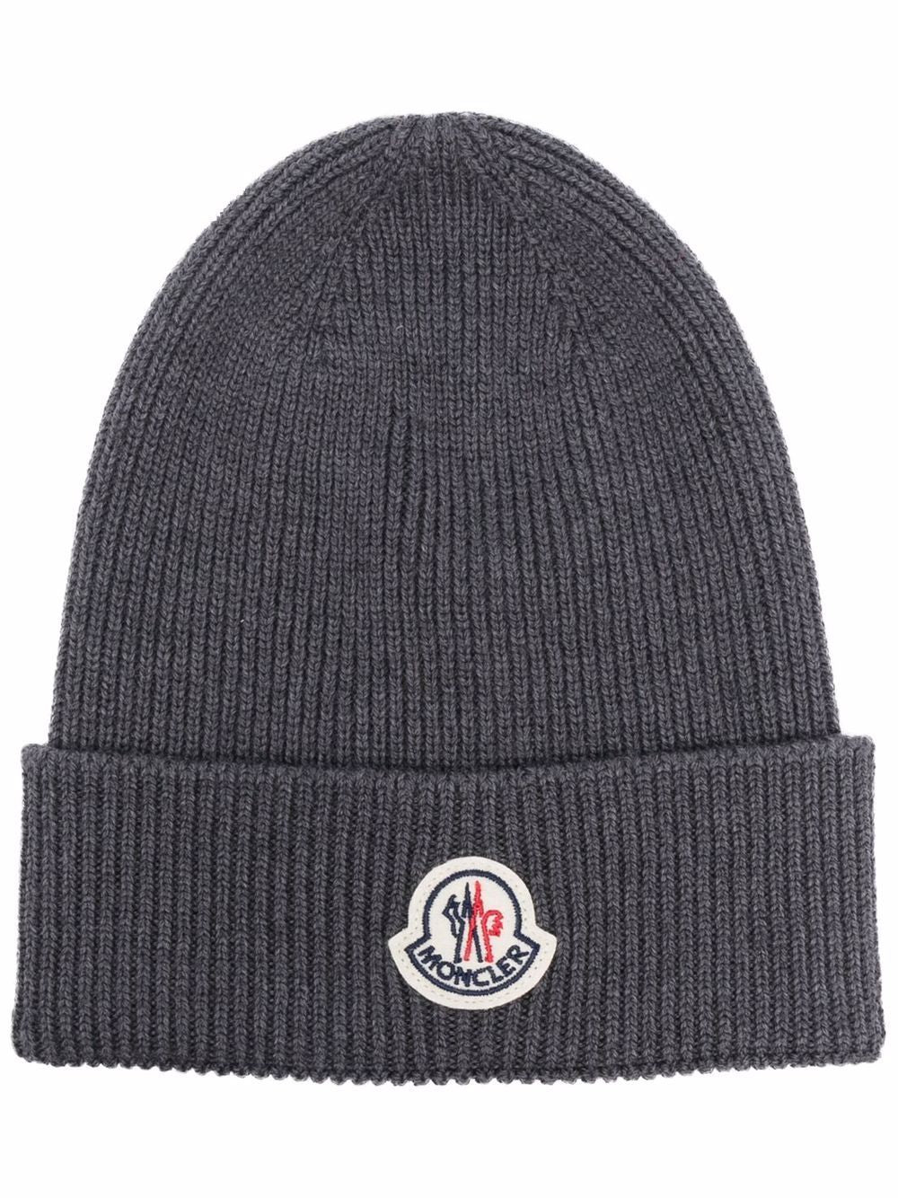 MONCLER Ribbed Virgin Wool Beanie for Men