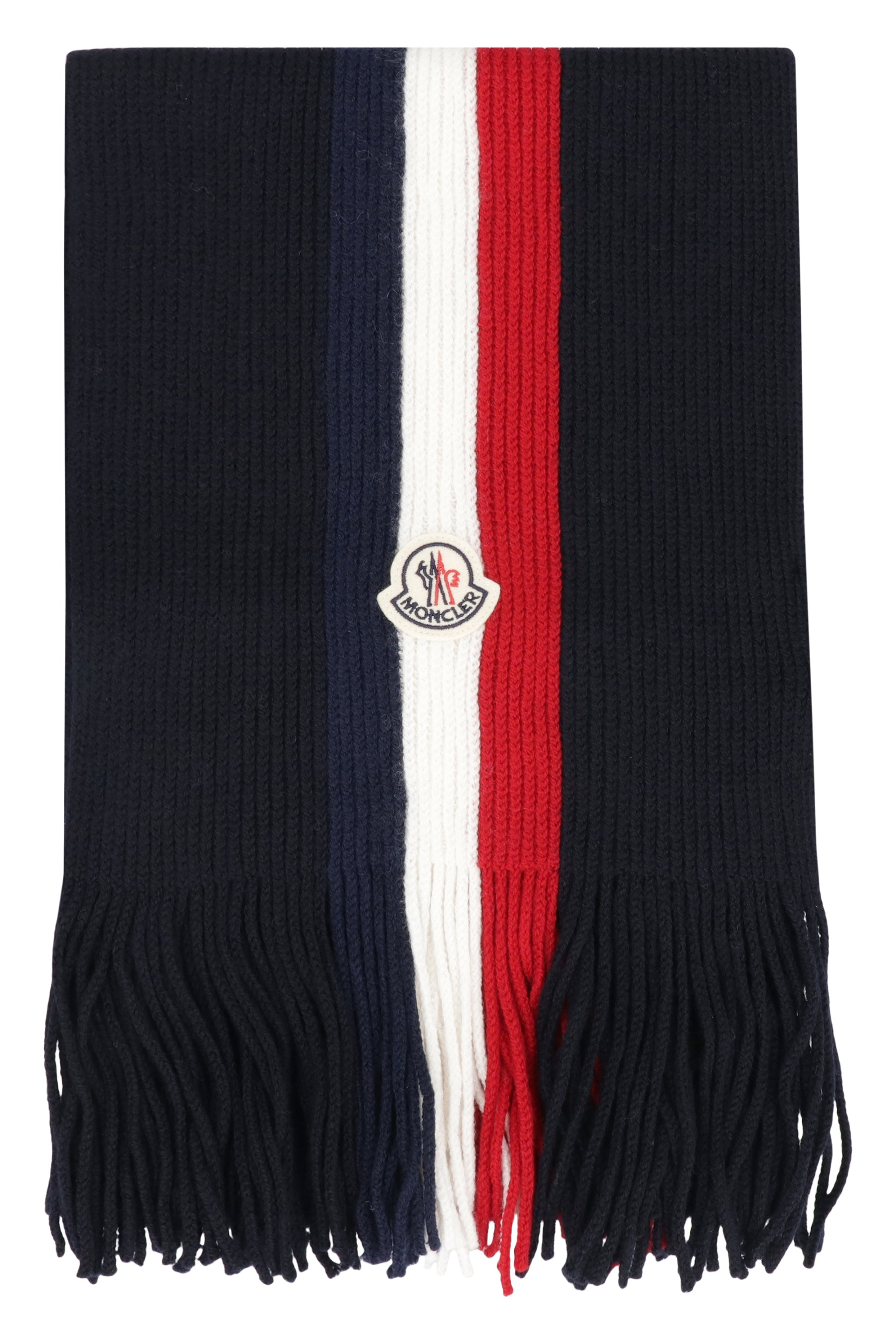 MONCLER Tri-Colored Wool Scarf - Timeless Accessory