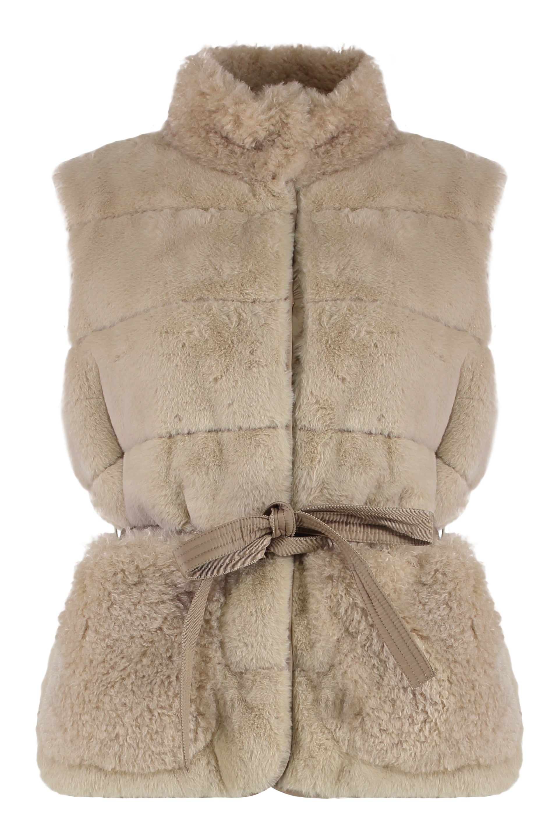 MONCLER Faux Fur Waistcoat with Coordinated Waist Belt - Size 00 to 5