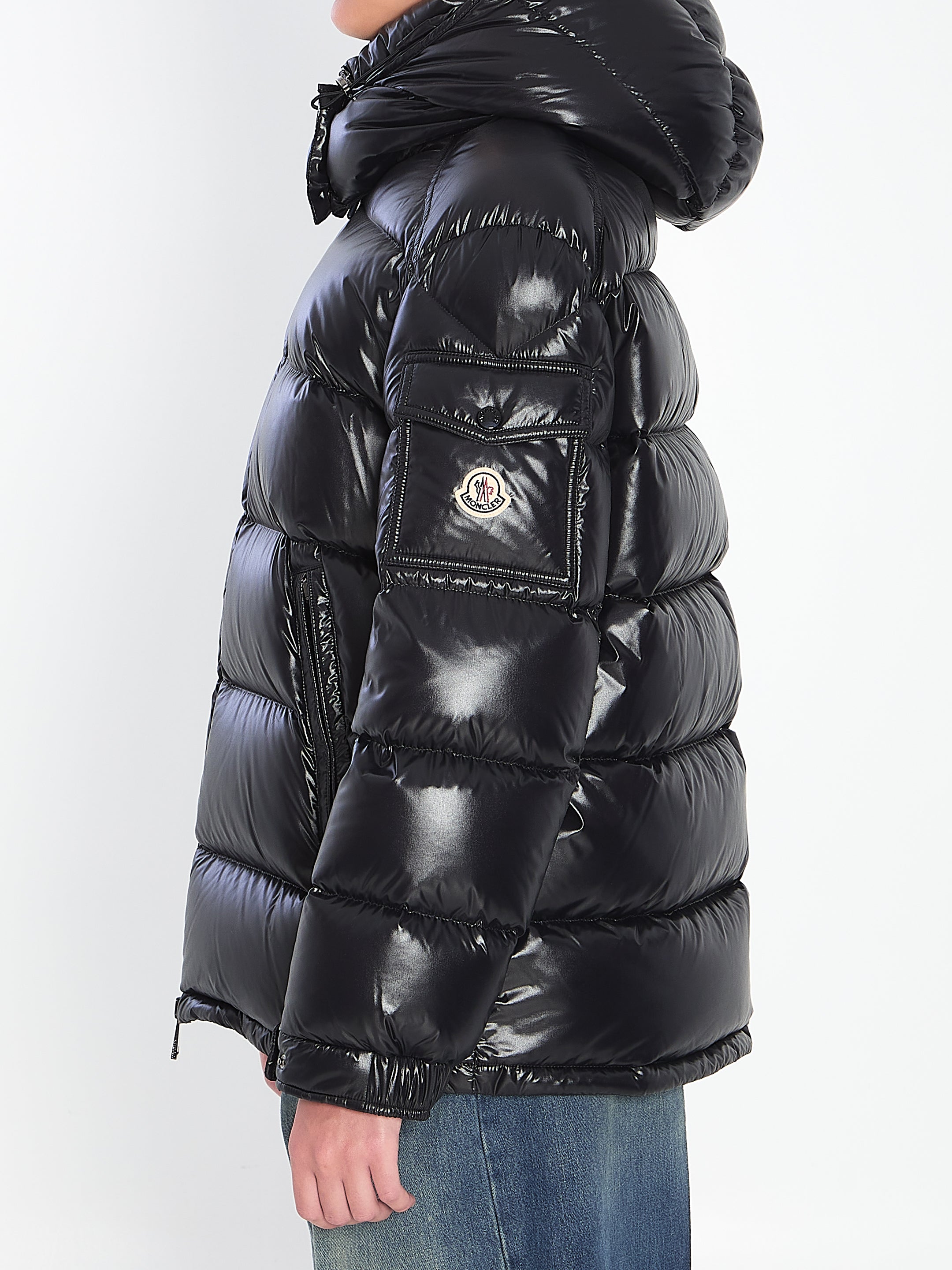MONCLER Oversized Mini Puffer Jacket with Removable Hood - Women's