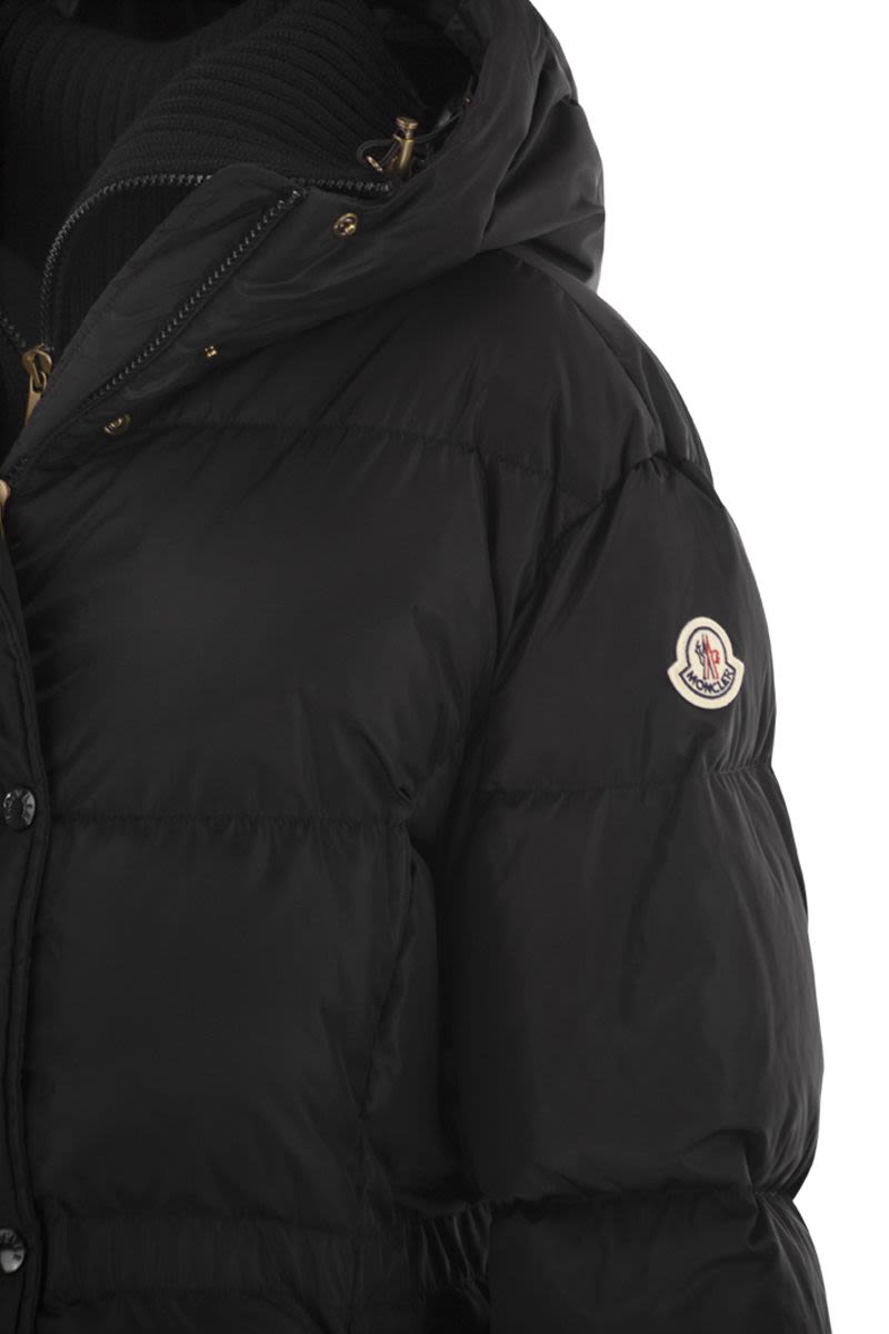 MONCLER Wool-Trimmed Hooded Long Down Jacket - Size 1