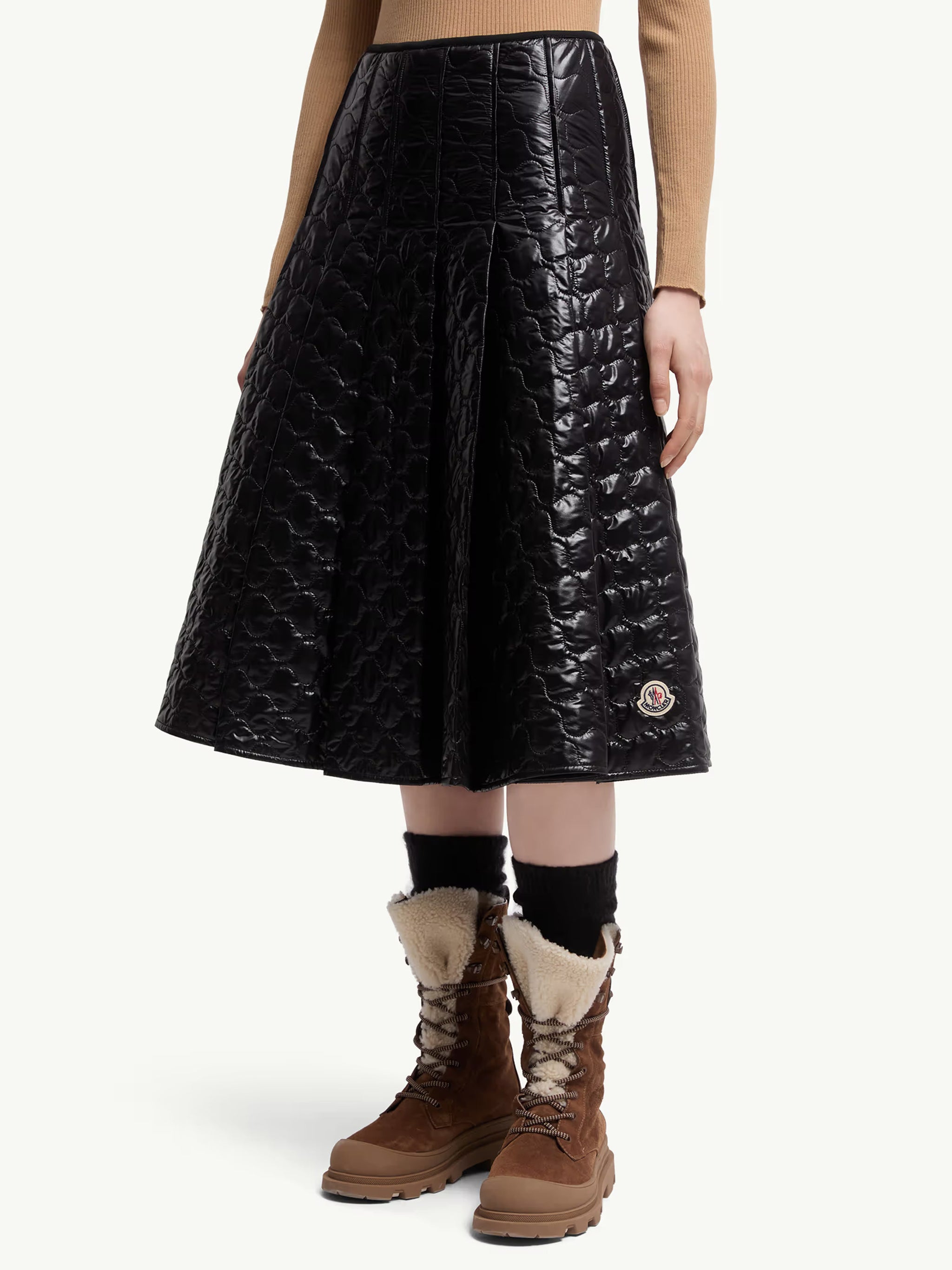 MONCLER Padded Midi Skirt with Square Quilting - Size 40
