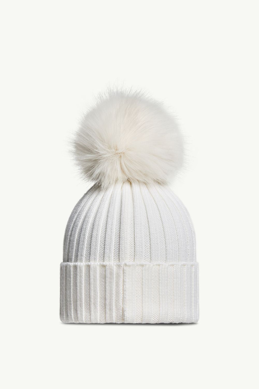 MONCLER Wool Cap with Synthetic Pompom