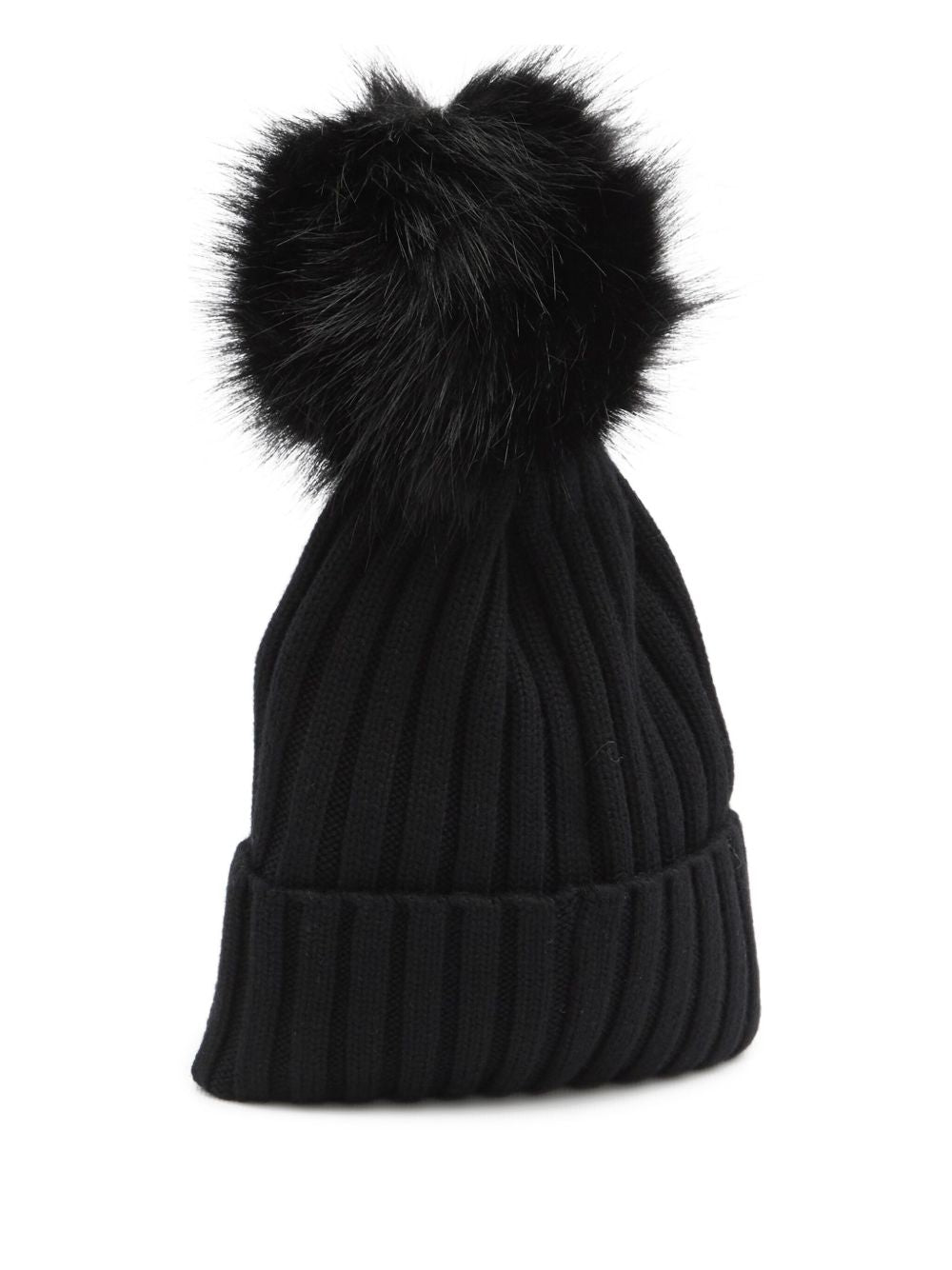 MONCLER Wool Beanie with Synthetic Pom-Pom