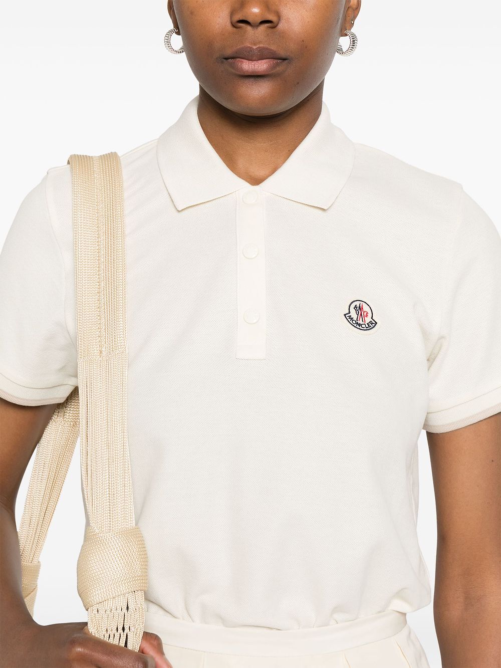 MONCLER Logo Patch Cotton Piqué Polo Shirt - Regular Fit