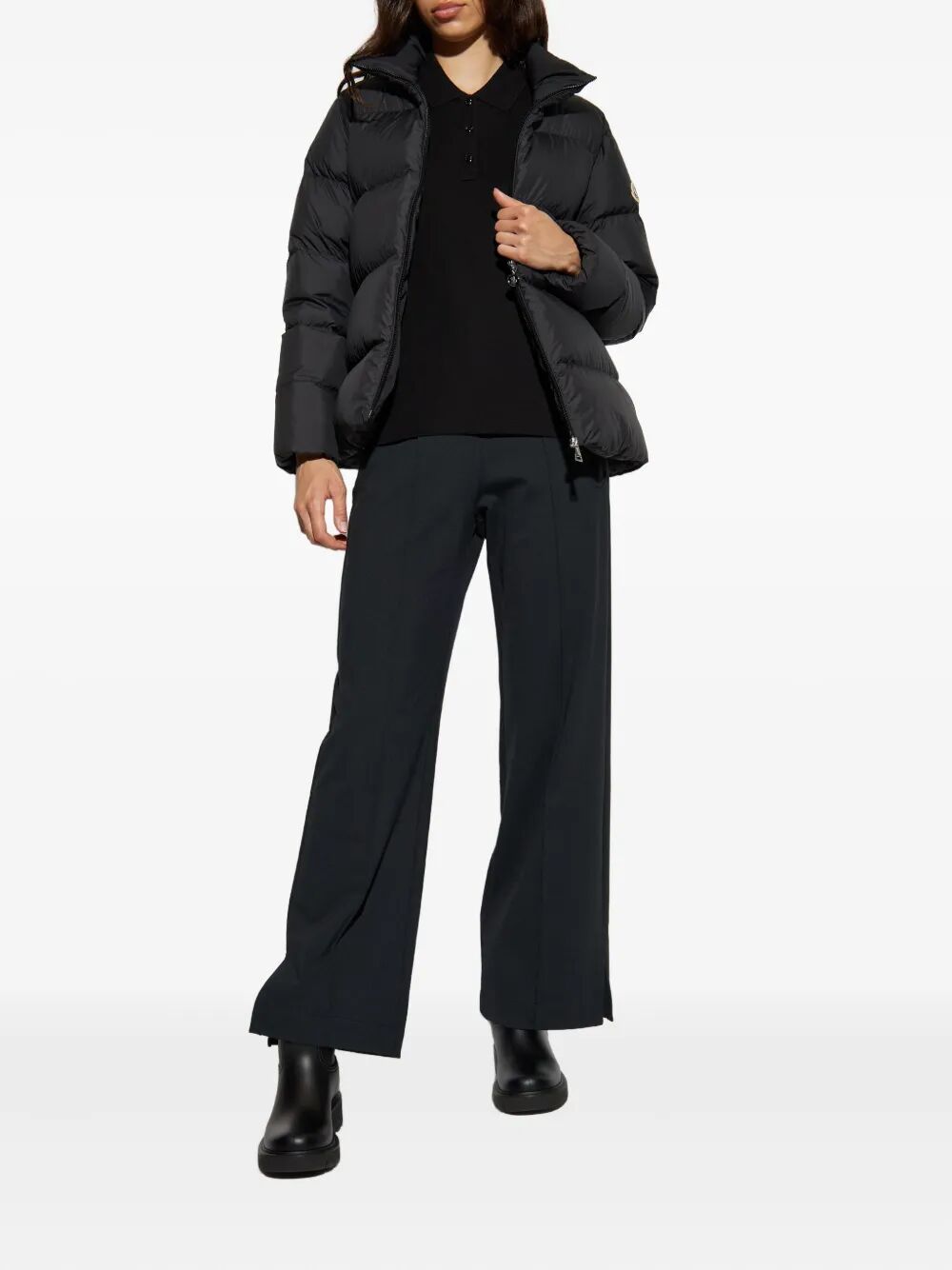 MONCLER Logo Patch Cotton Piqué Polo Shirt for Women