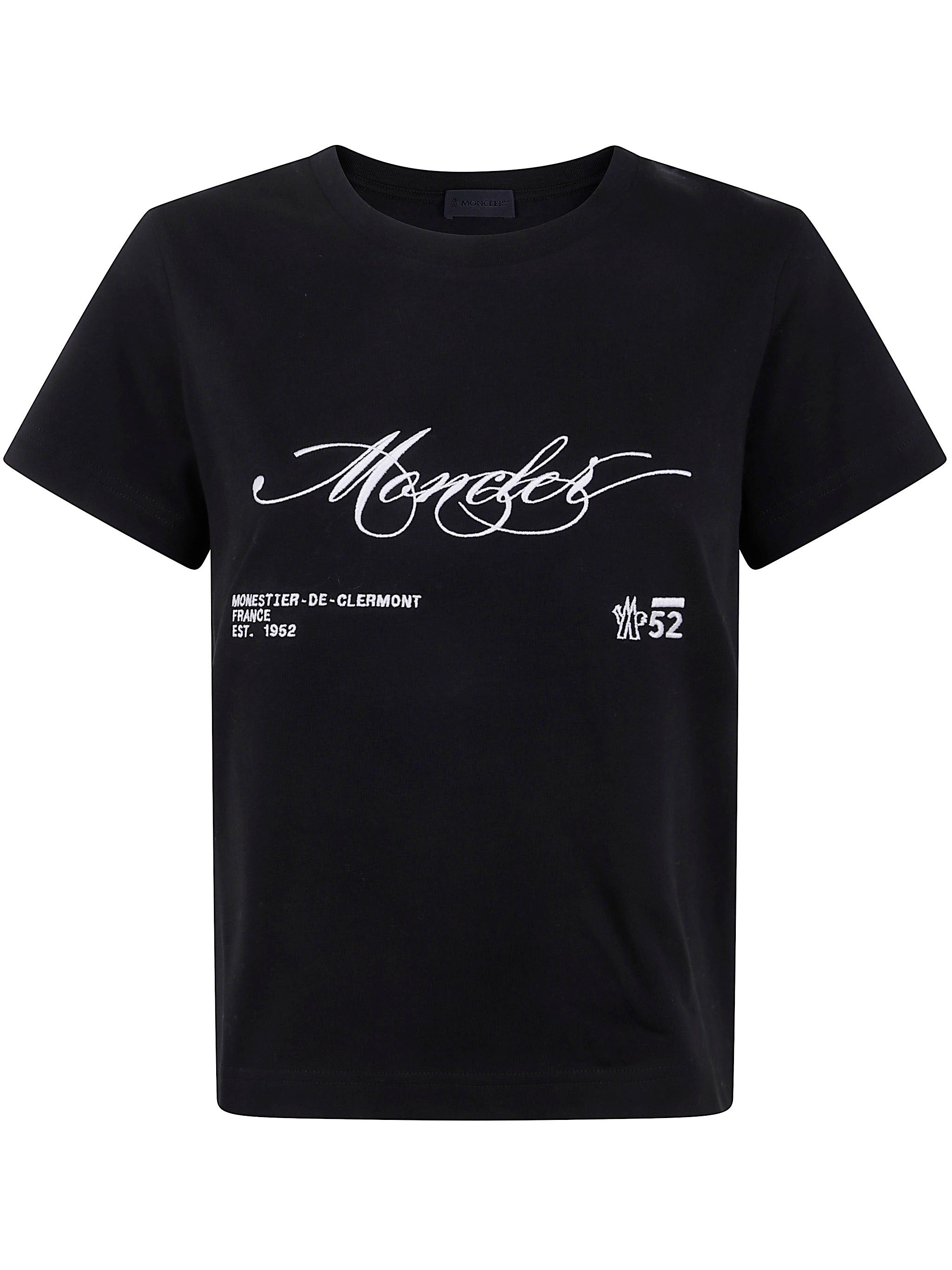 MONCLER Embroidered Cursive Logo T-Shirt - Size S