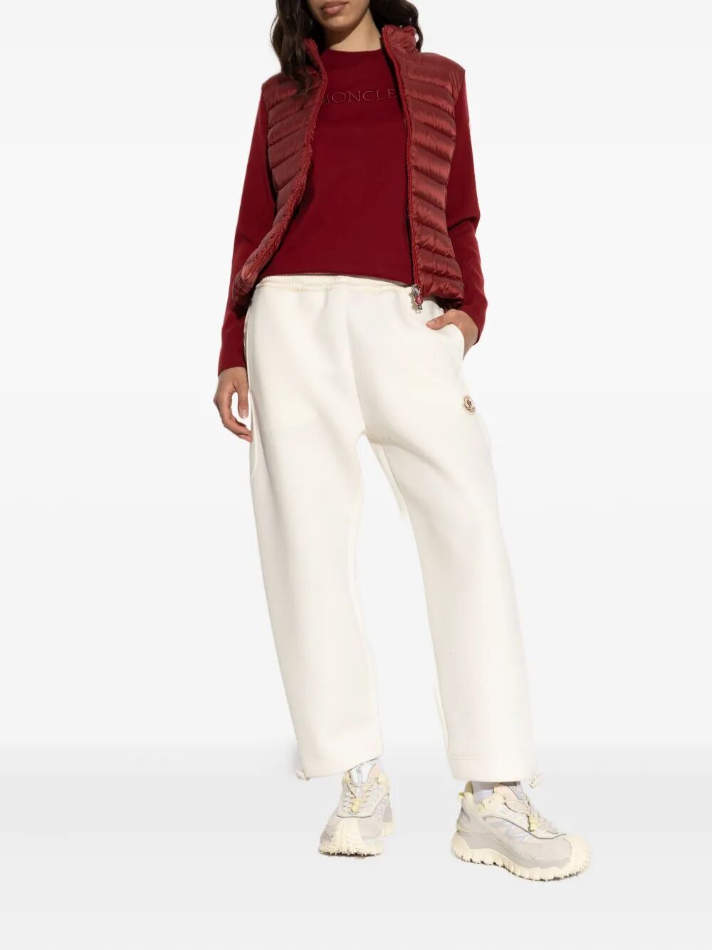 MONCLER Embroidered Tonal Logo Cotton T-Shirt for Women