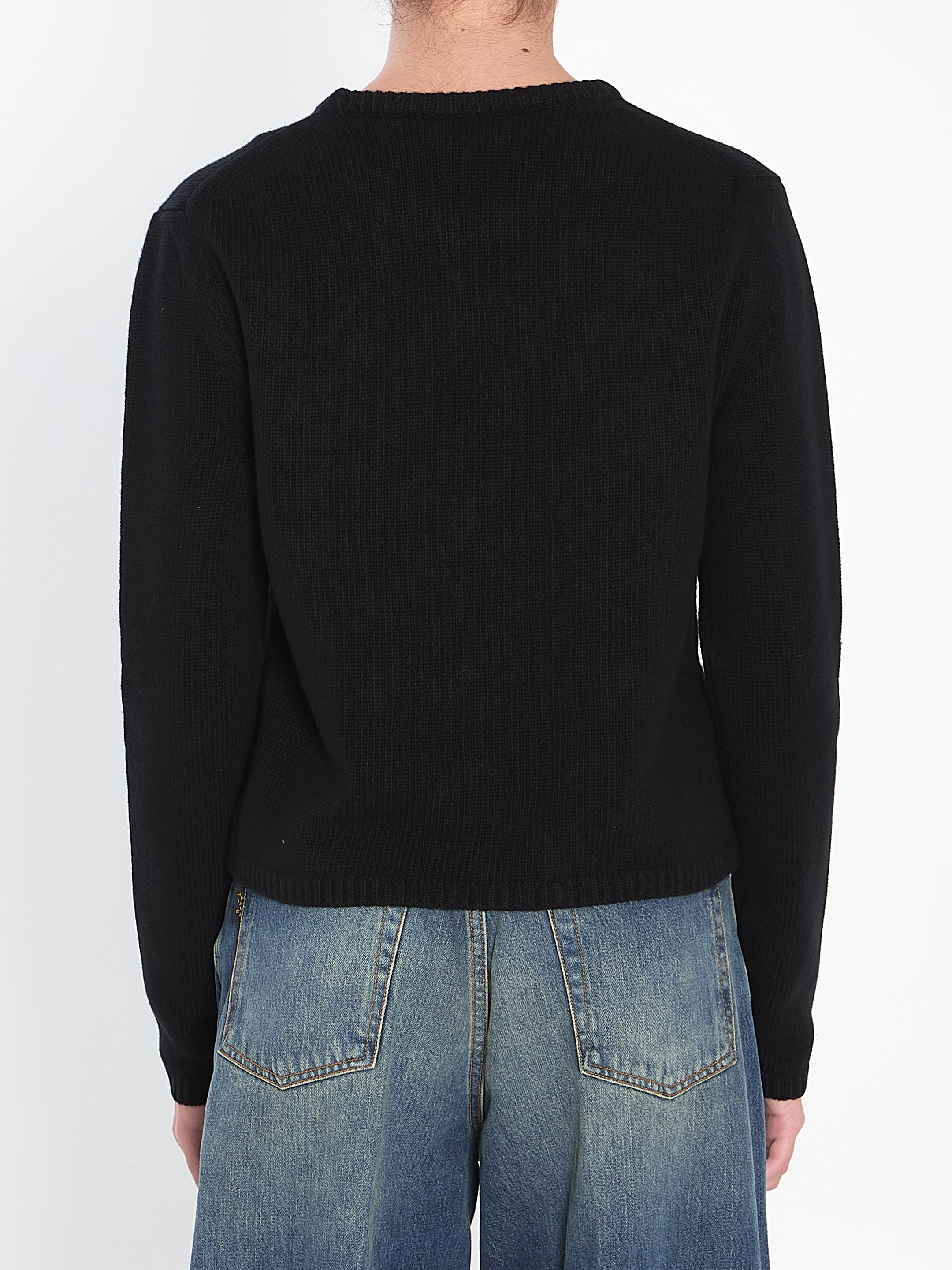 MONCLER Elegant Cursive Logo Wool and Cashmere Jumper