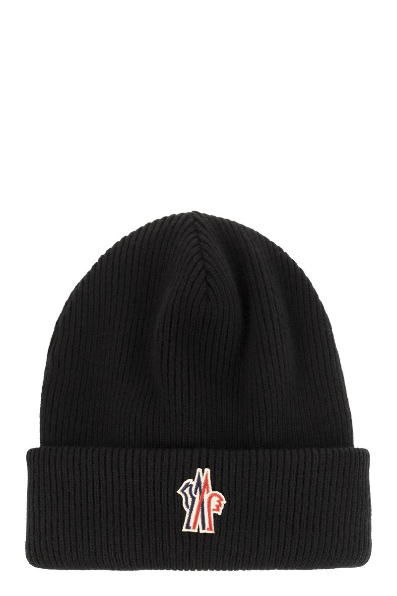 MONCLER GRENOBLE Wool Beanie with Logo Patch