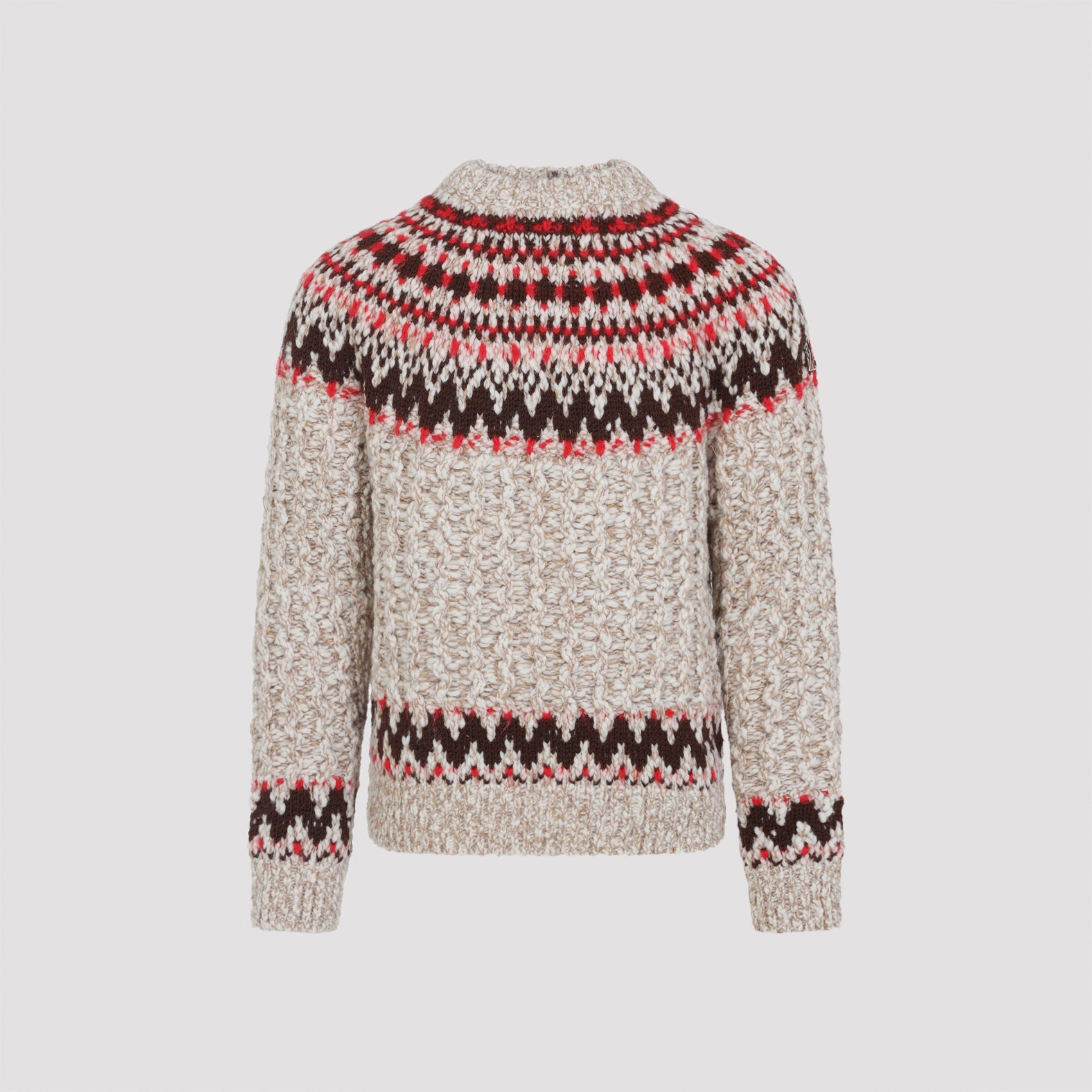 MONCLER GRENOBLE Light Beige Virgin Wool Crew Neck for Men