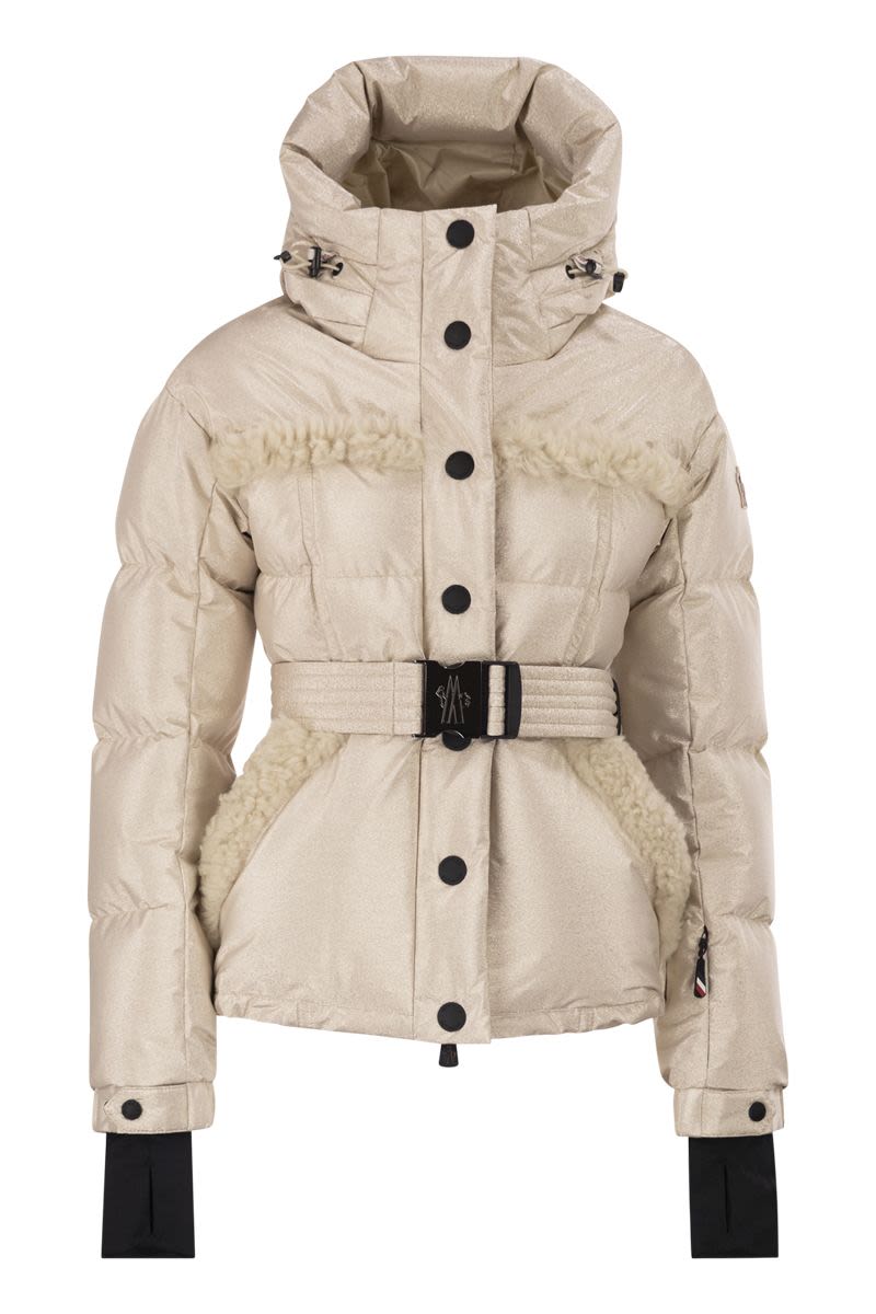 MONCLER GRENOBLE Mini Metallic Ski Jacket with Shearling Hood