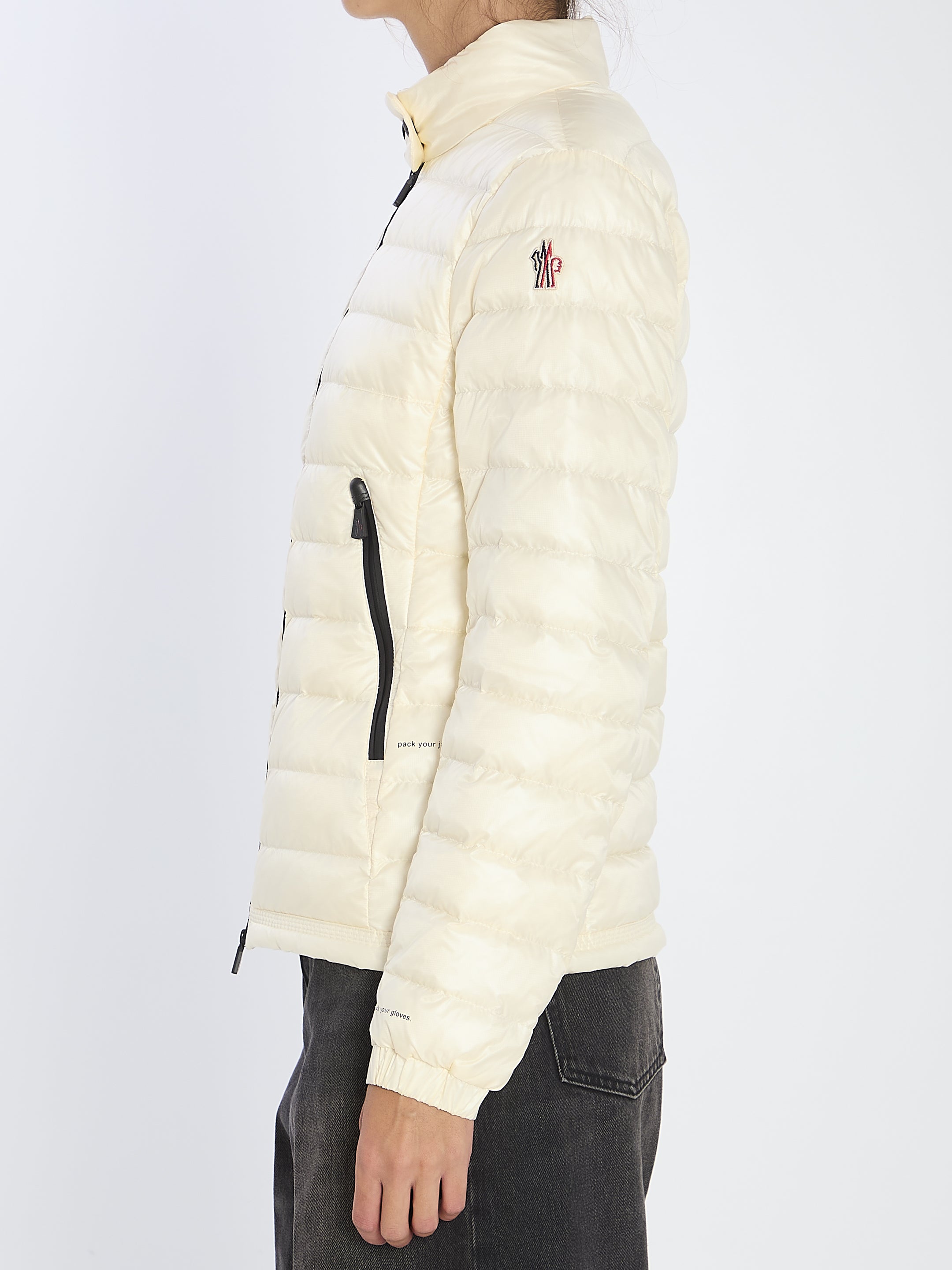 MONCLER GRENOBLE IVORY NYLON WALIBI DOWN JACKET FOR WOMEN