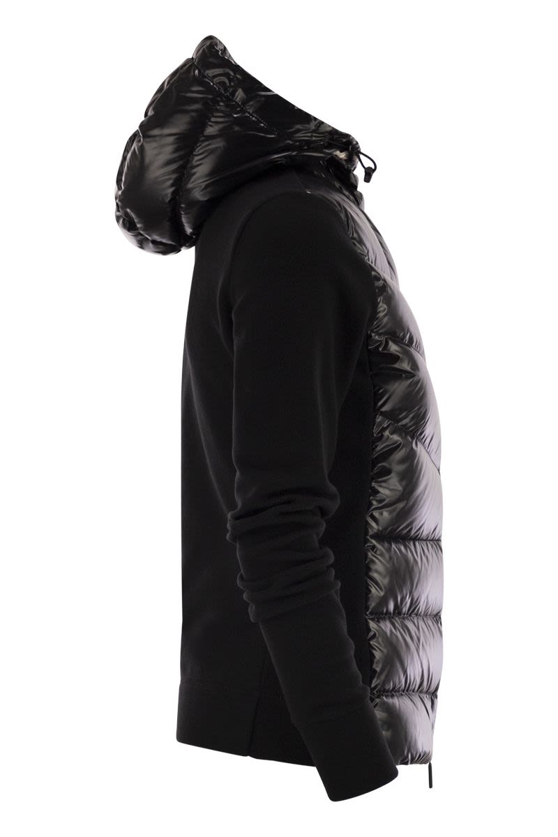 MONCLER Women's Hooded Cardigan Sweater with Fleece Sleeves - Size S