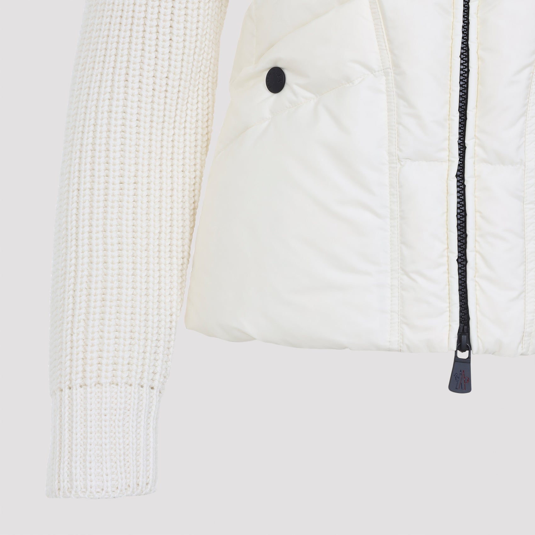 MONCLER GRENOBLE Quilted Wool Cardigan with Zip - Slim Fit