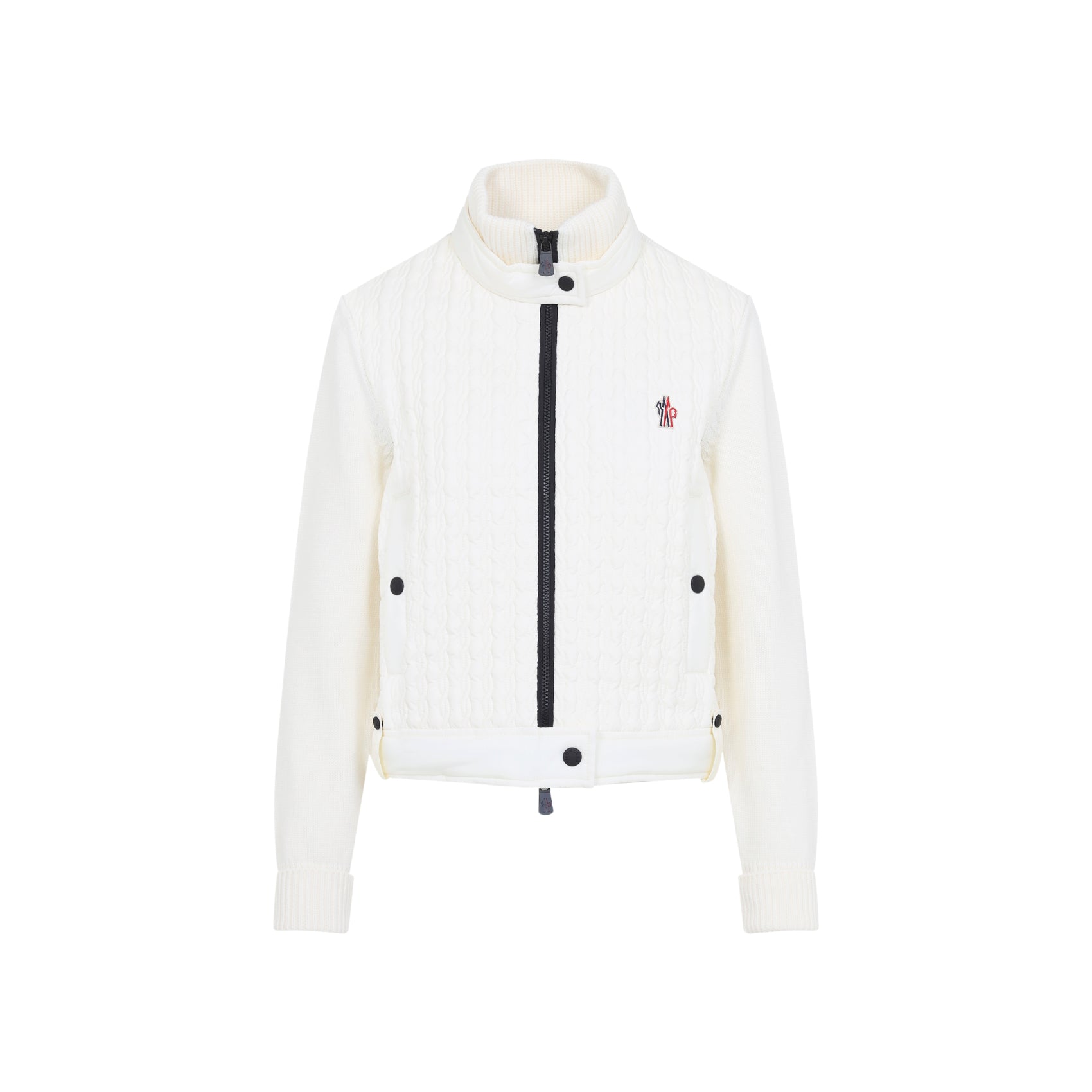 MONCLER GRENOBLE Virgin Wool Cardigan with Stand-Up Collar for Women - FW25