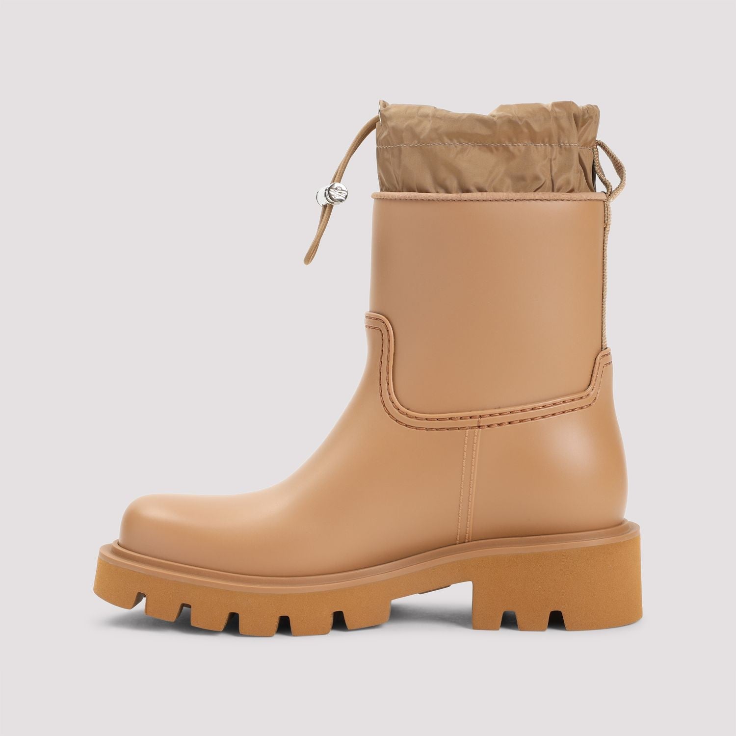 MONCLER Round Toe Flat Rain Boots with Drawstring Fastening