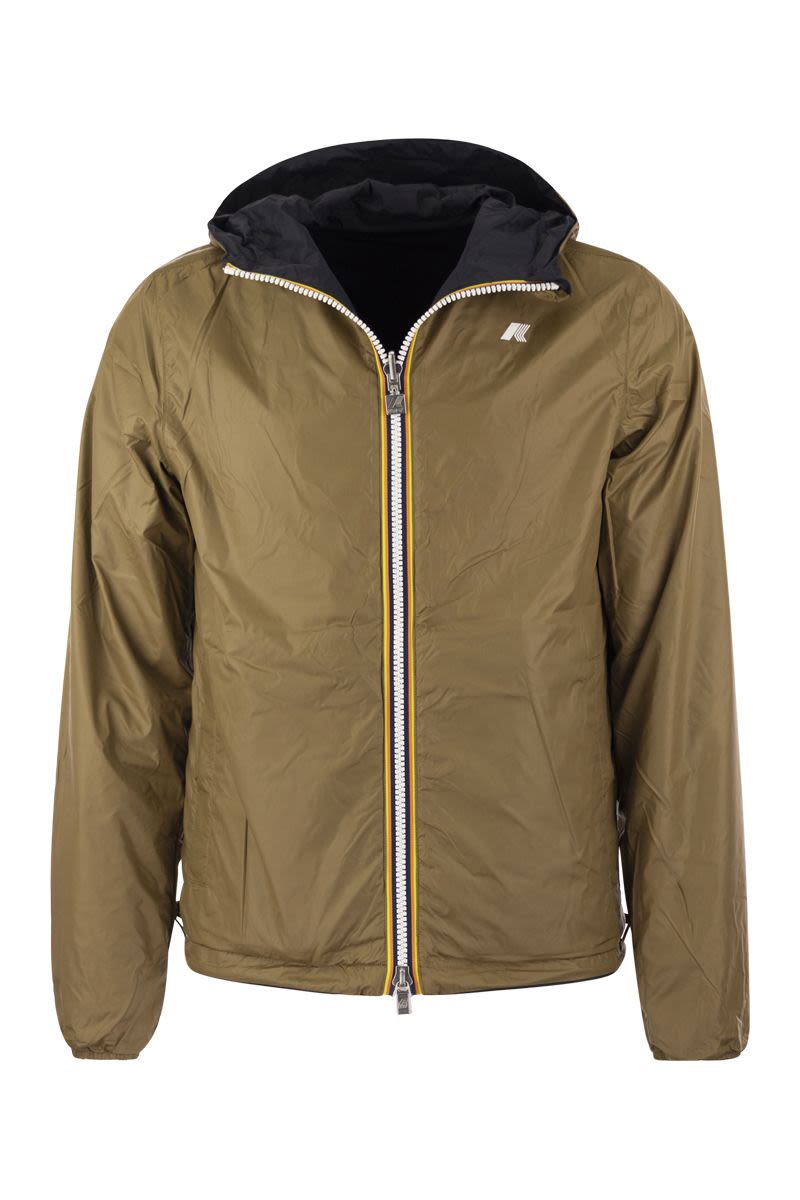 K-WAY Men's Reversible Hooded Jacket - Short and Stylish