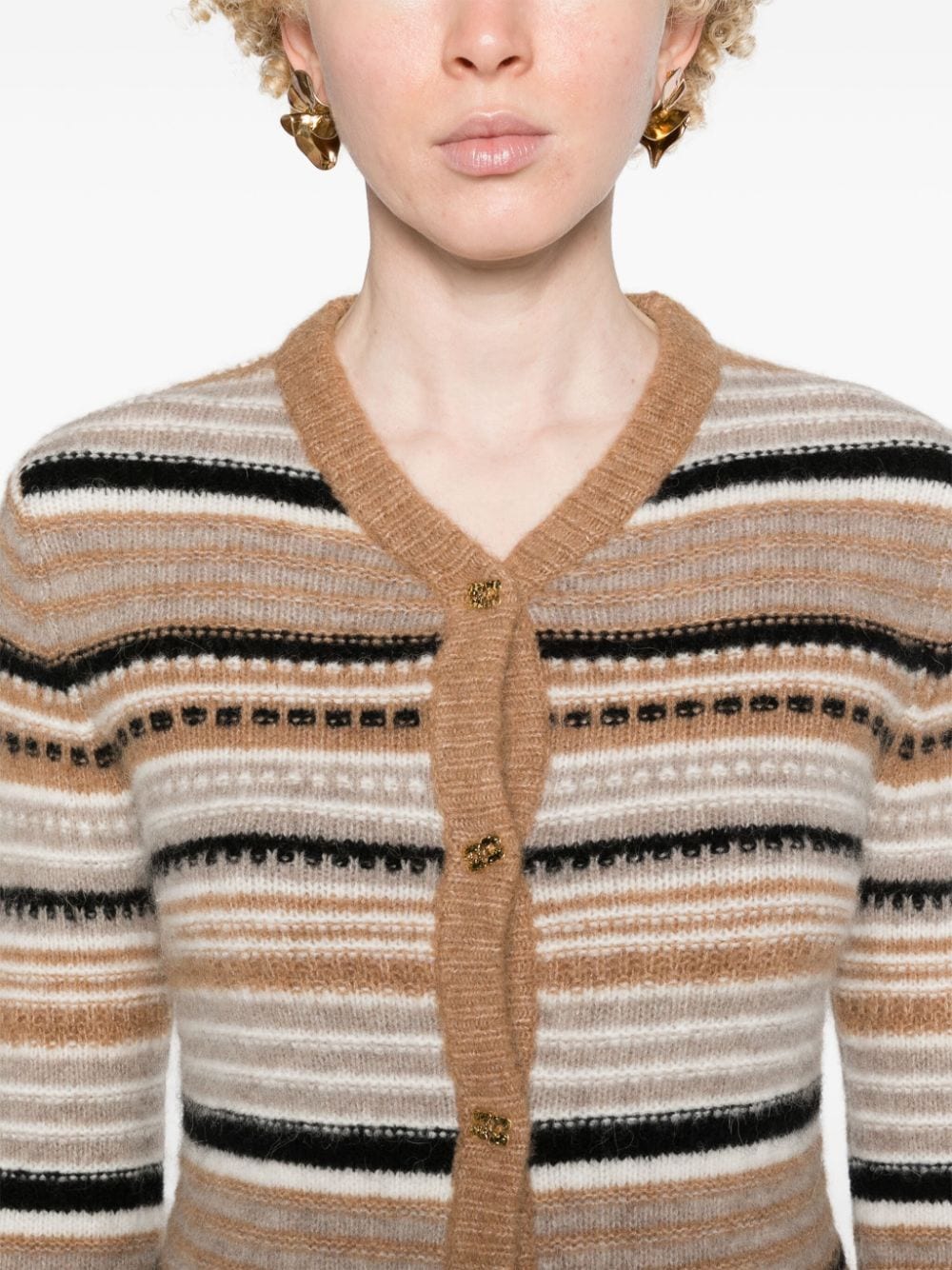 GANNI Regular Fit Cardigan with Stripe Pattern