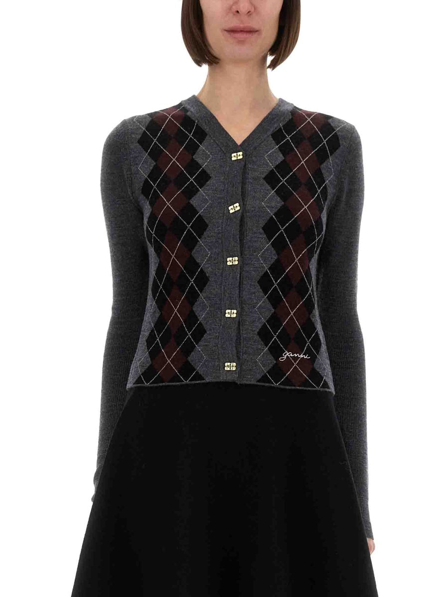 GANNI Jacquard Wool Cardigan for Women