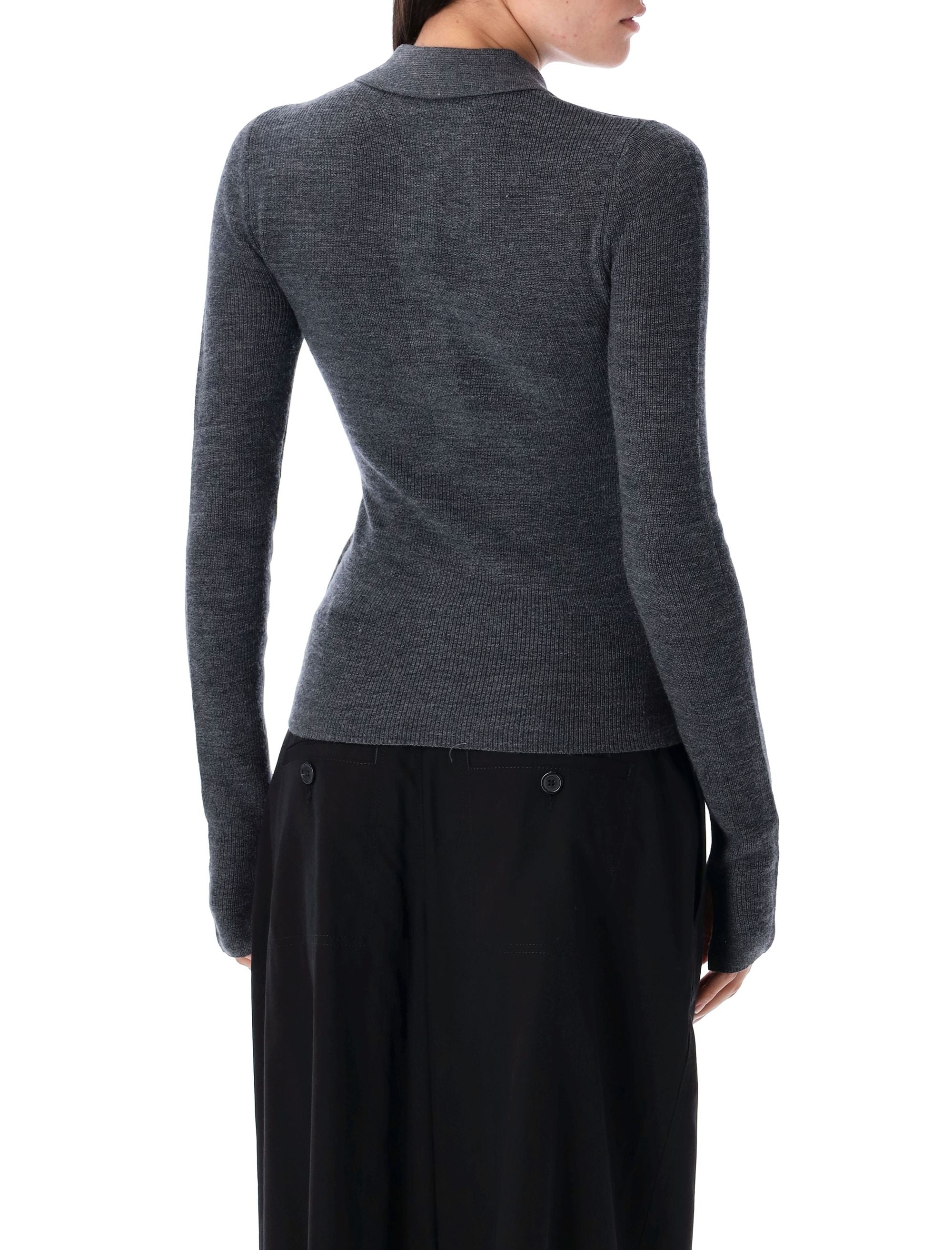 GANNI Knit Polo Argyle Sweater