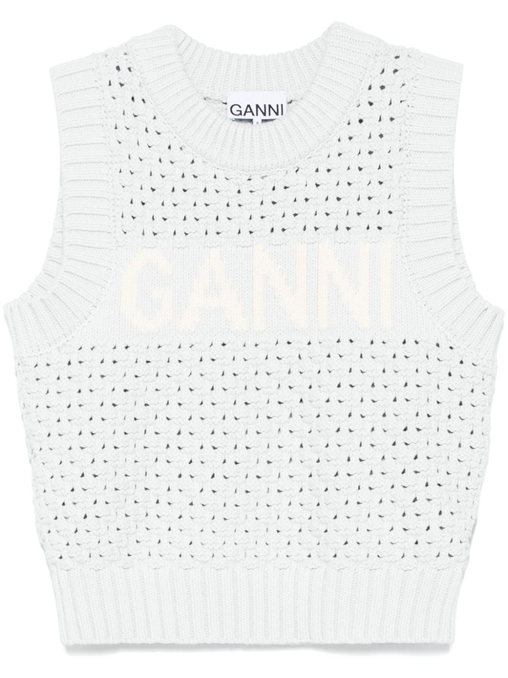 GANNI Organic Cotton Openwork Vest for Women