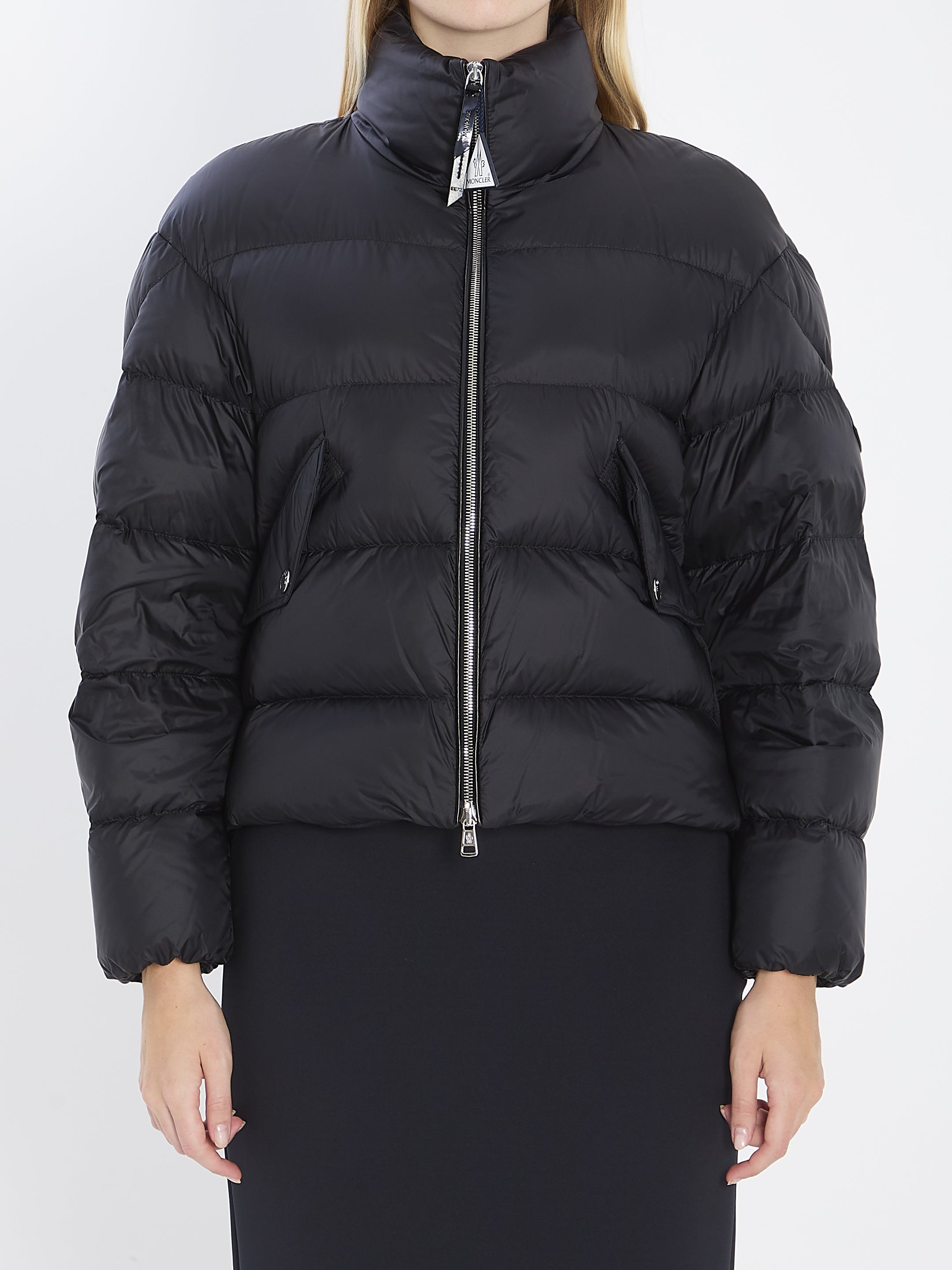 MONCLER GENIUS Mini Down Jacket with Logo Patch for Women