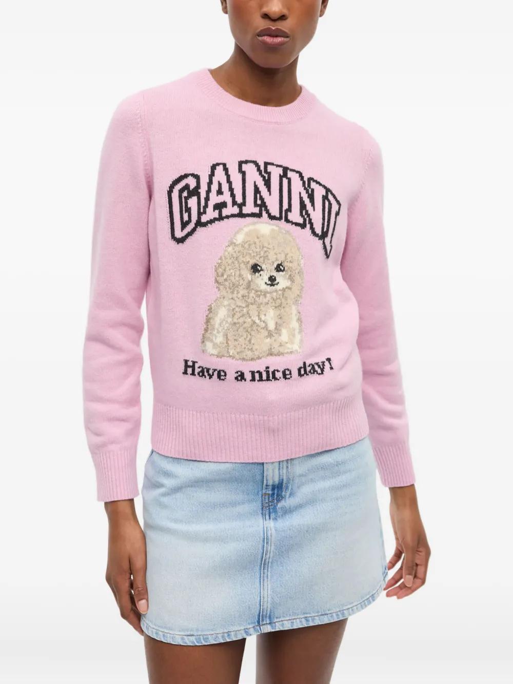 GANNI Poodle Wool Crewneck Sweater