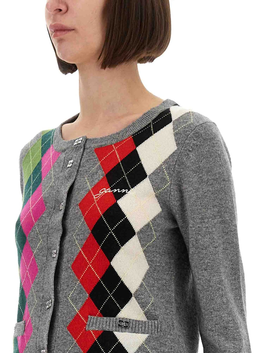 GANNI Check Pattern Cardigan – Size S