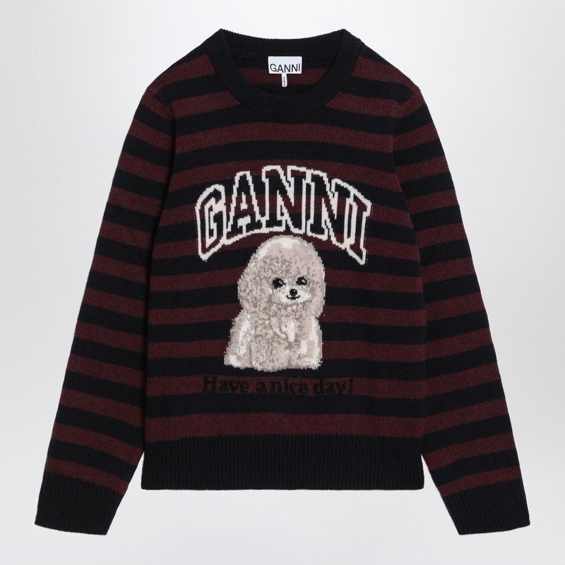 GANNI Knit Poodle Stripe Sweater - Women's