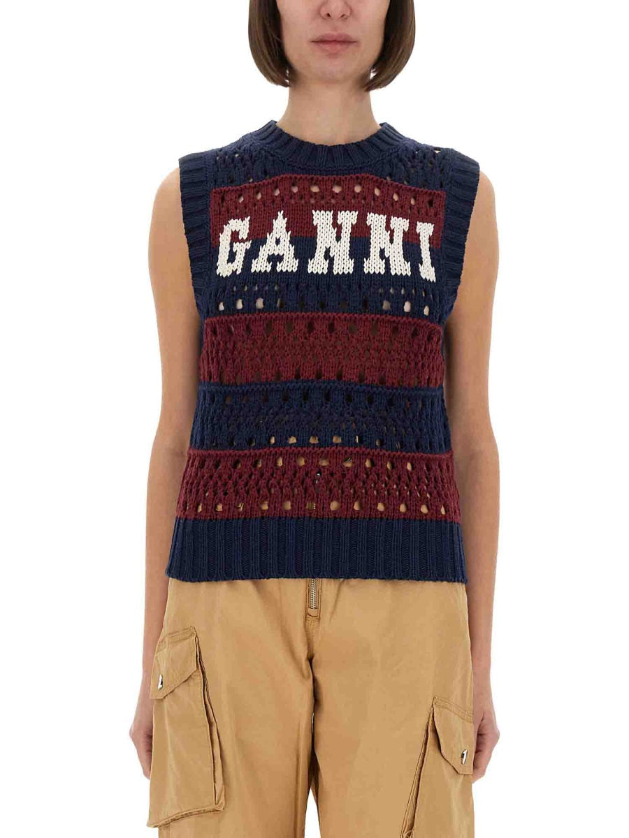 GANNI Cotton Mix Striped Vest for Women