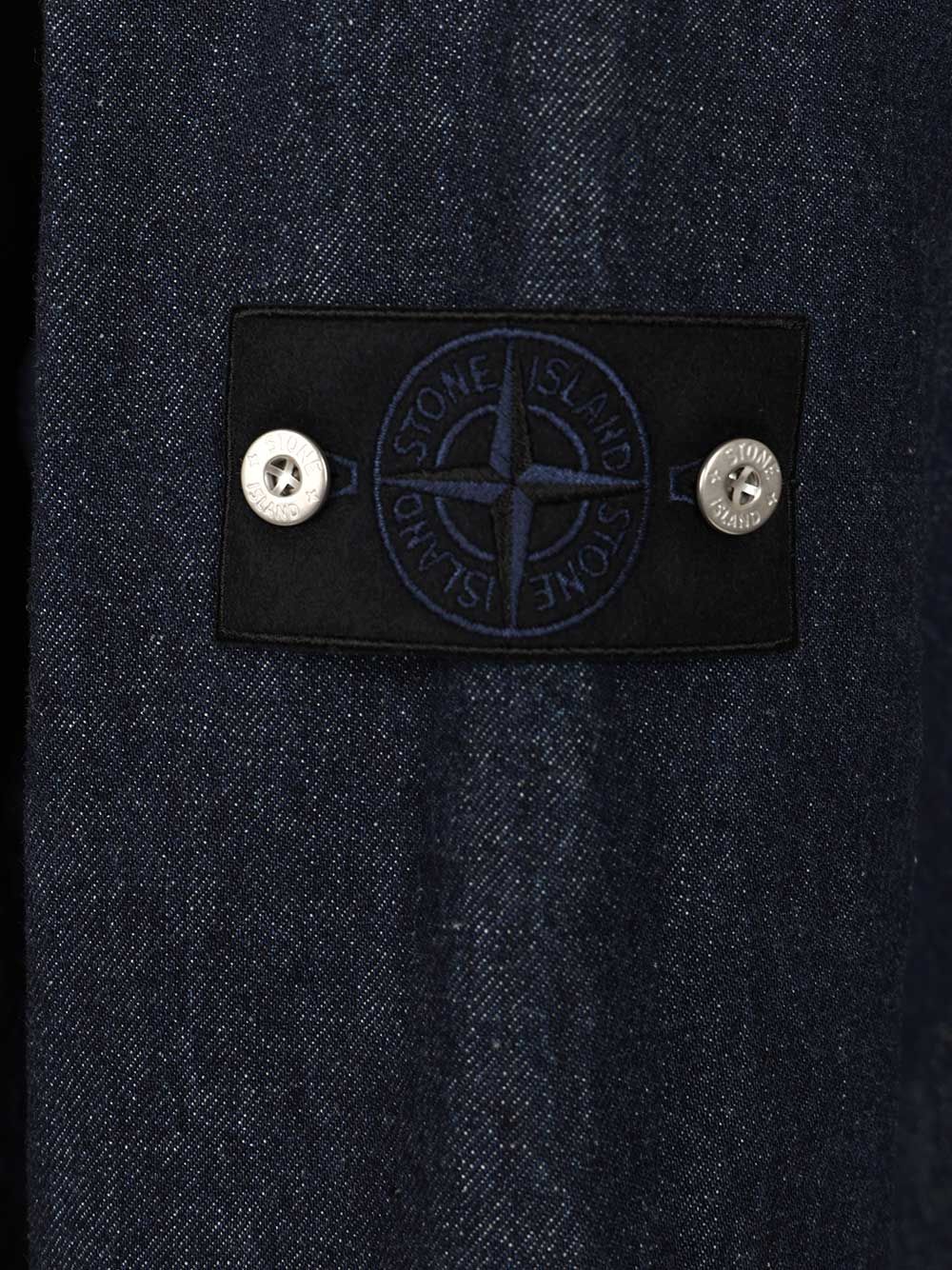 STONE ISLAND Classic Denim Shirt with Snap Pockets