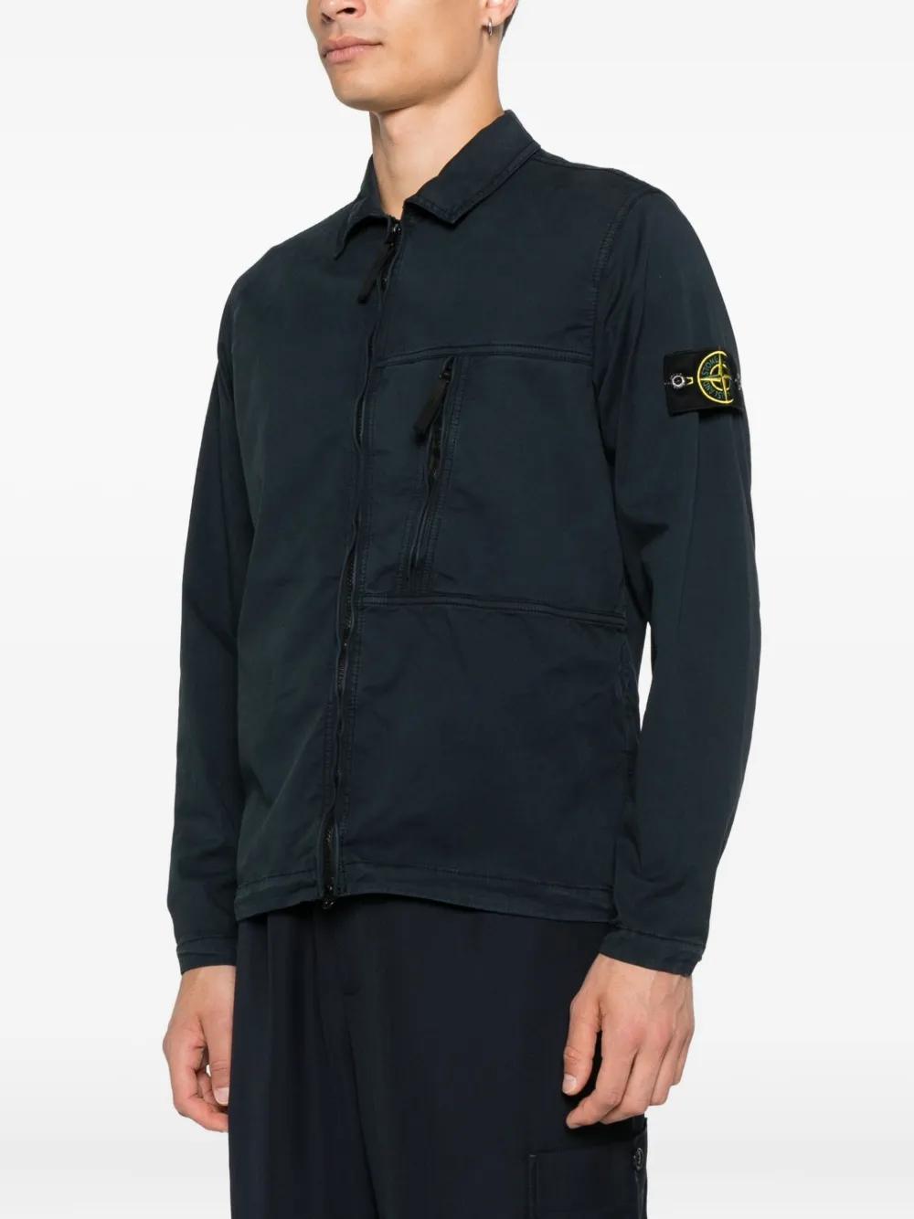STONE ISLAND Men's Overshirt with Chest Pocket and Two-Way Zip - Size M