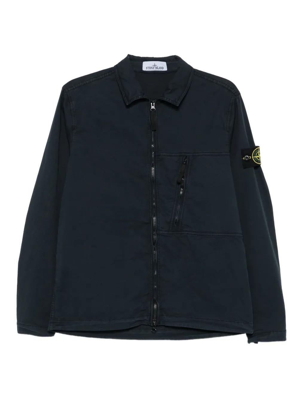 STONE ISLAND Men's Overshirt with Chest Pocket and Two-Way Zip - Size M