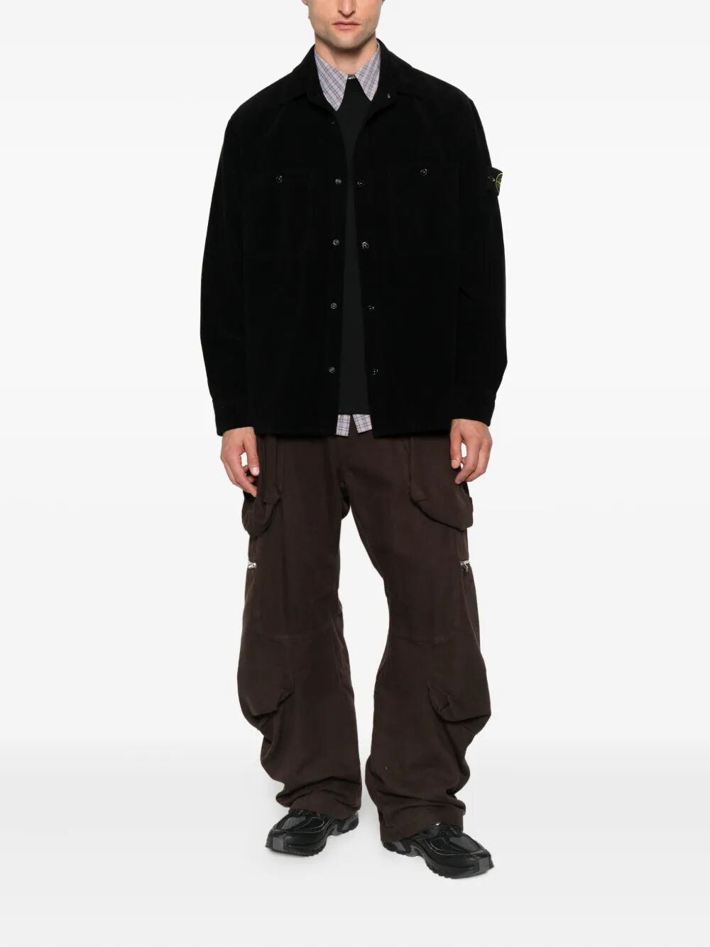STONE ISLAND Comfortable Overshirt with Pockets and Snap Fasteners