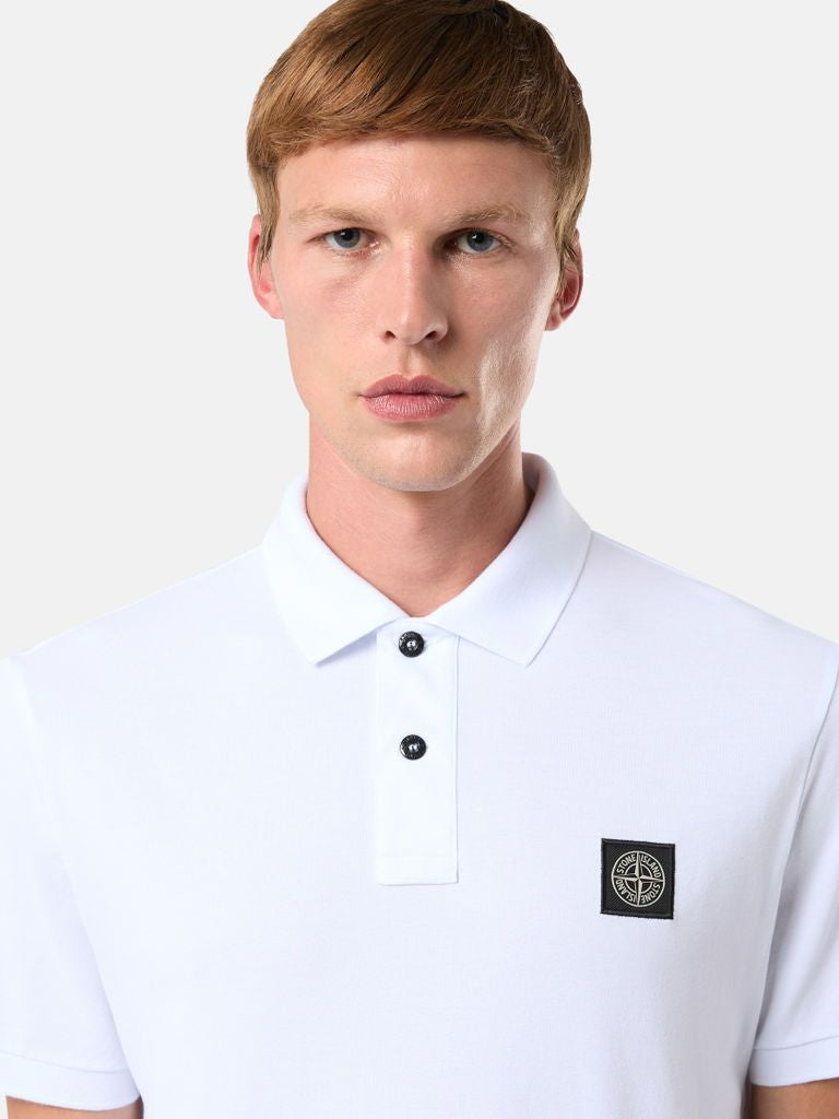 STONE ISLAND Short Sleeve Polo with Ribbed Collar for Men