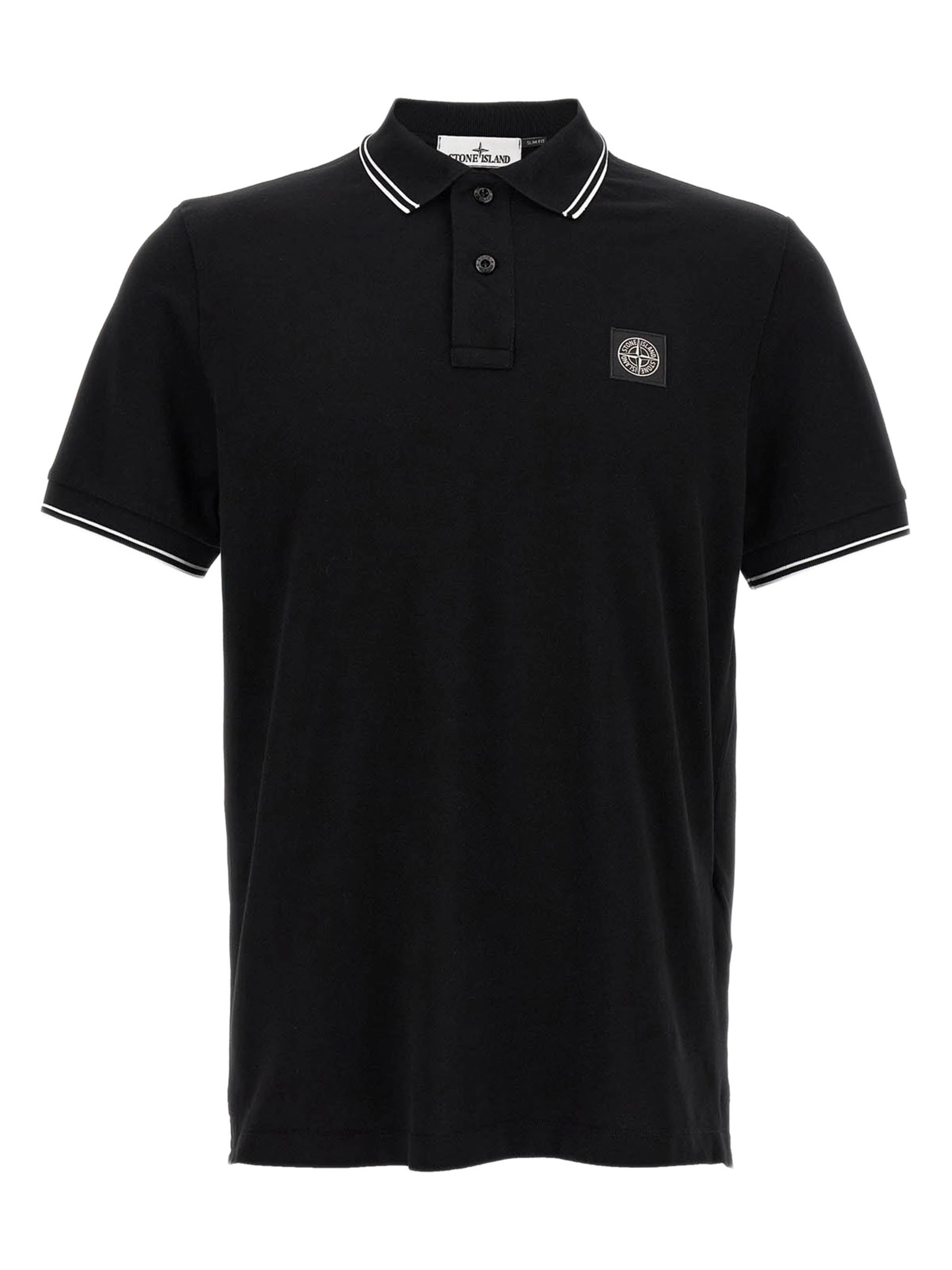 STONE ISLAND Slim Fit Polo Shirt with Compass Patch - Size S