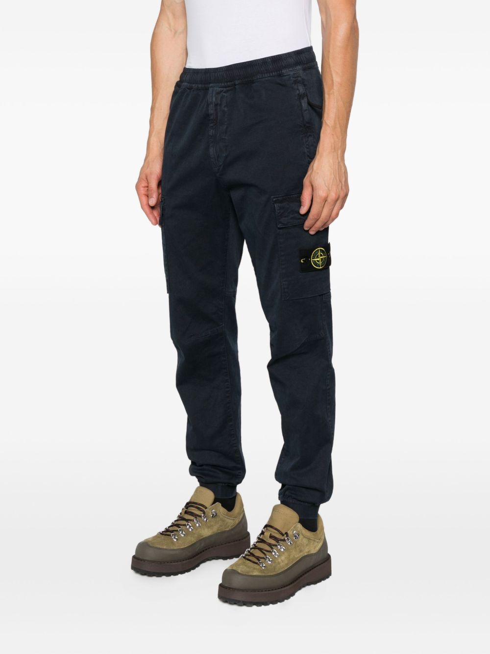 STONE ISLAND Men's Cargo Trousers with Shaped Knees and Elasticated Waistband