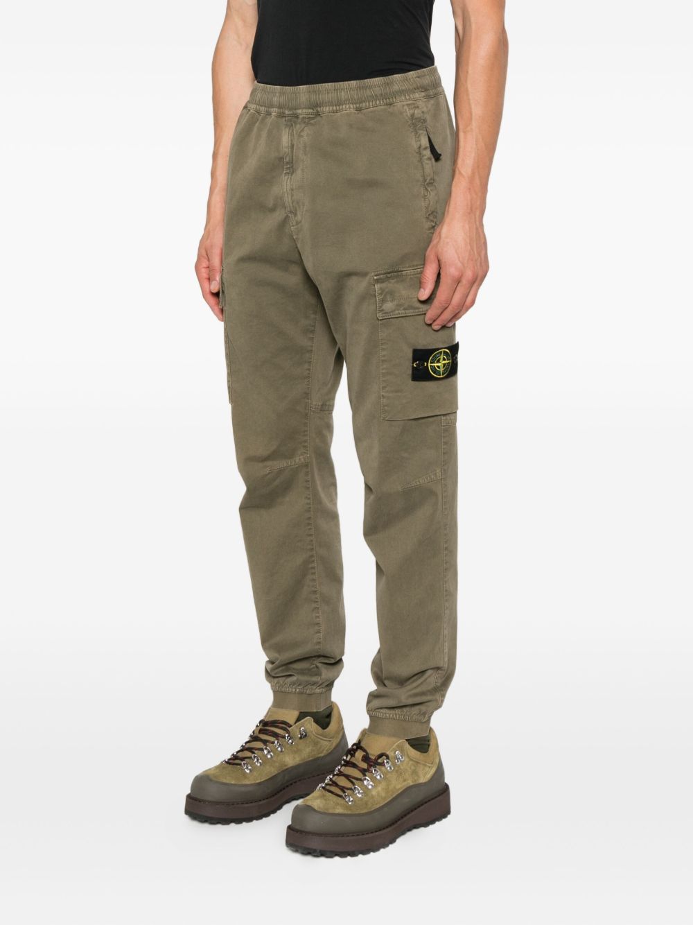 STONE ISLAND Men's Logo Cargo Trousers with Elastic Drawstring