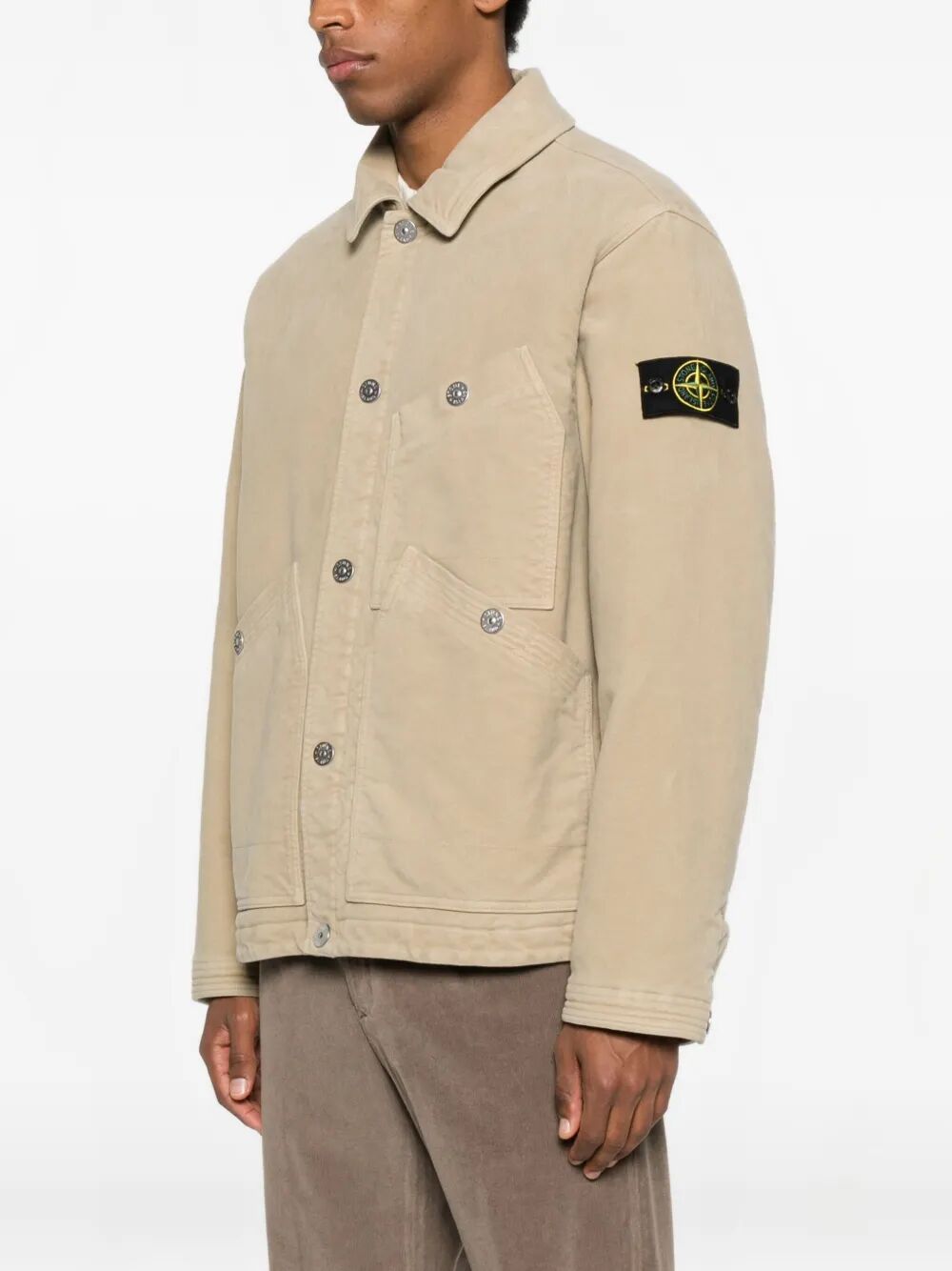 STONE ISLAND Men's Cotton Jacket with Multiple Pockets for FW25