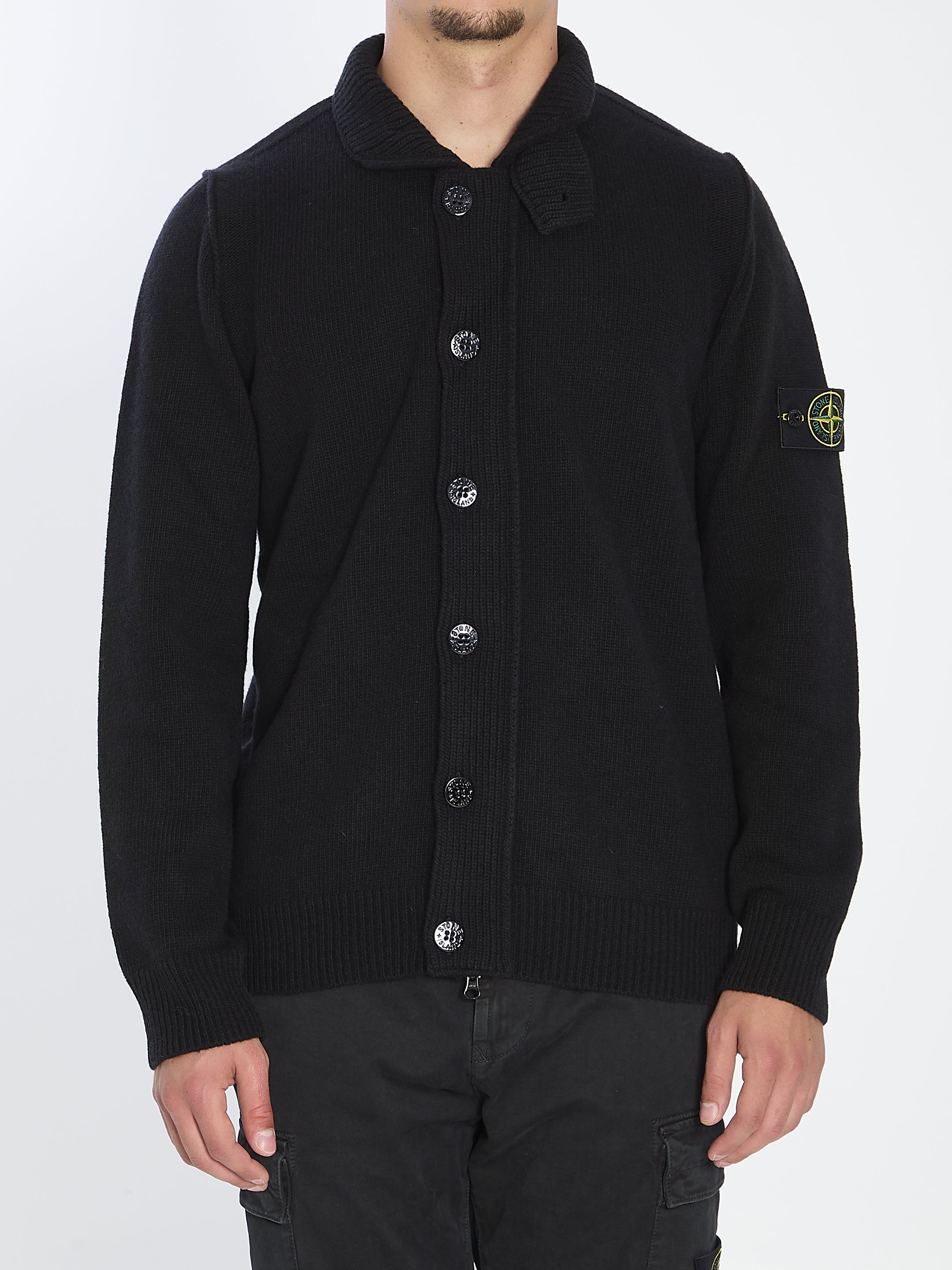 STONE ISLAND Men's Lambswool Blend Sweater with Felt Details - Size L