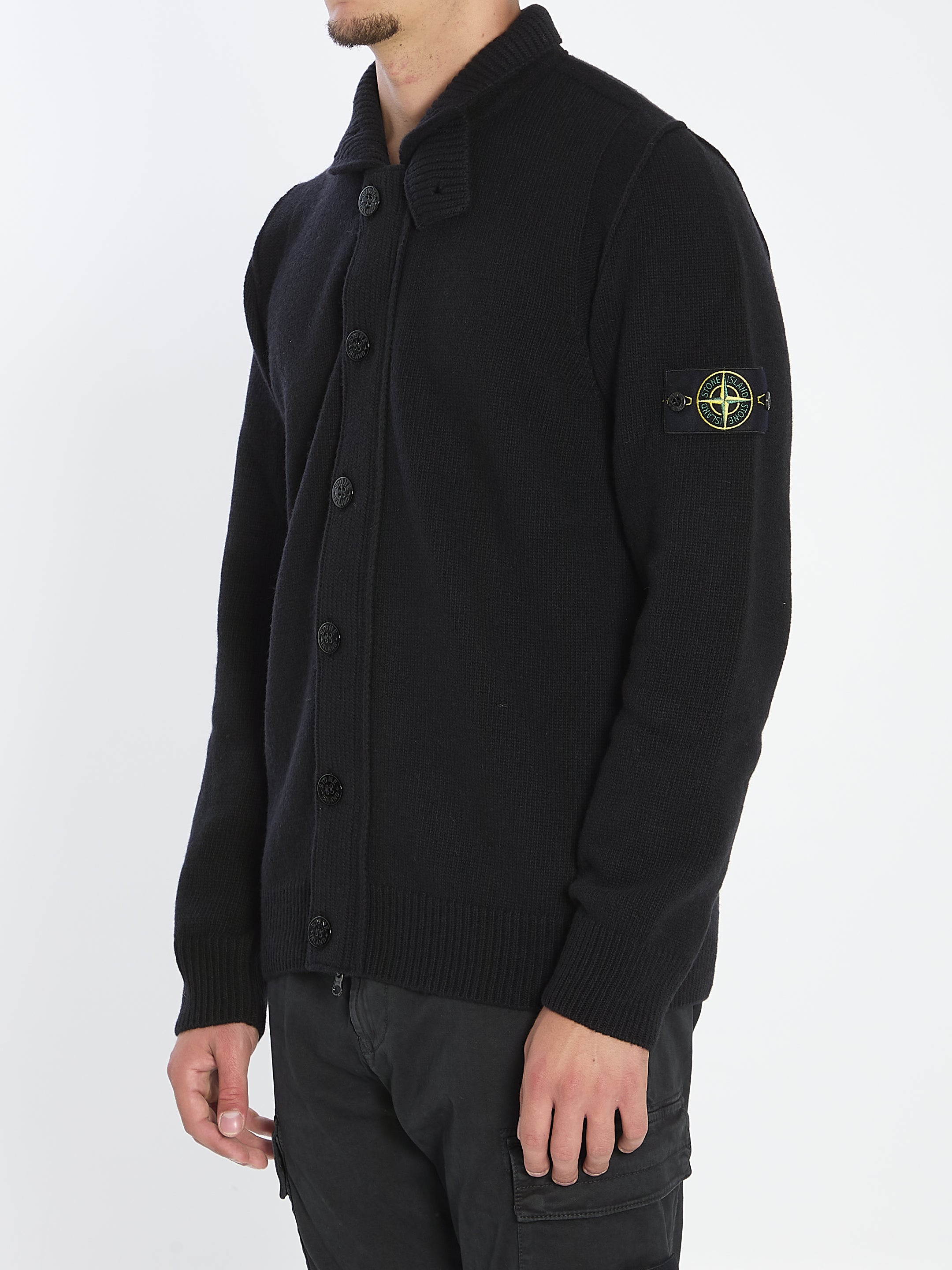 STONE ISLAND Men's Lambswool Blend Sweater with Felt Details - Size L