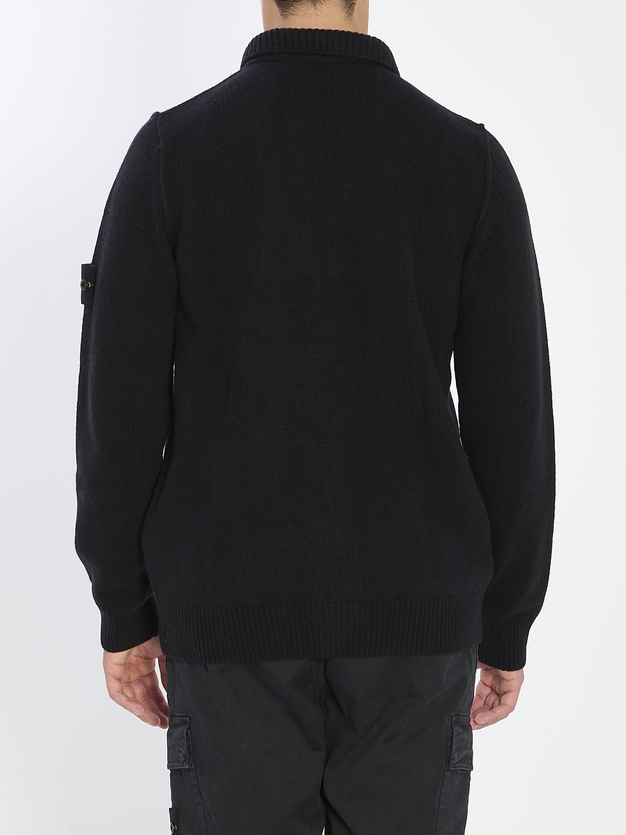 STONE ISLAND Men's Lambswool Blend Sweater with Felt Details - Size L
